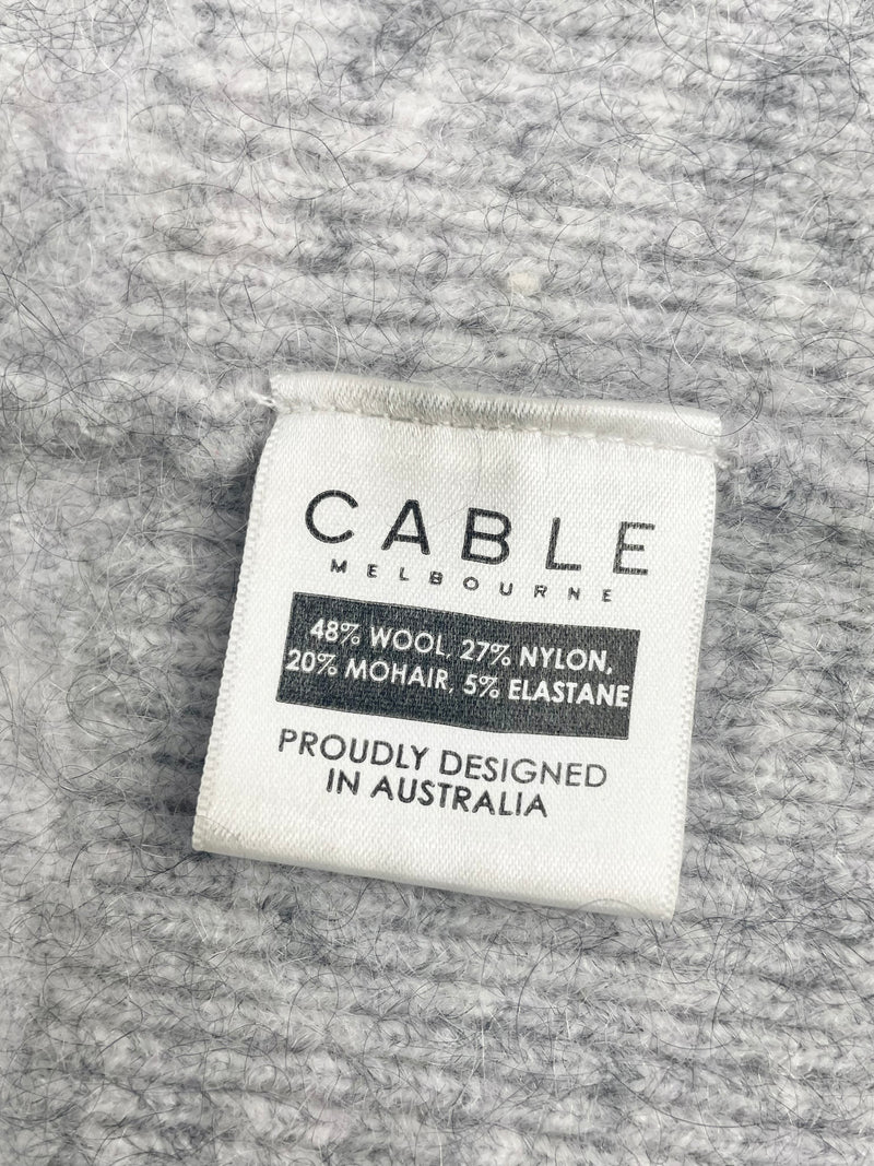 Cable Melbourne Grey Mohair & Wool Blend Cardigan - AU12