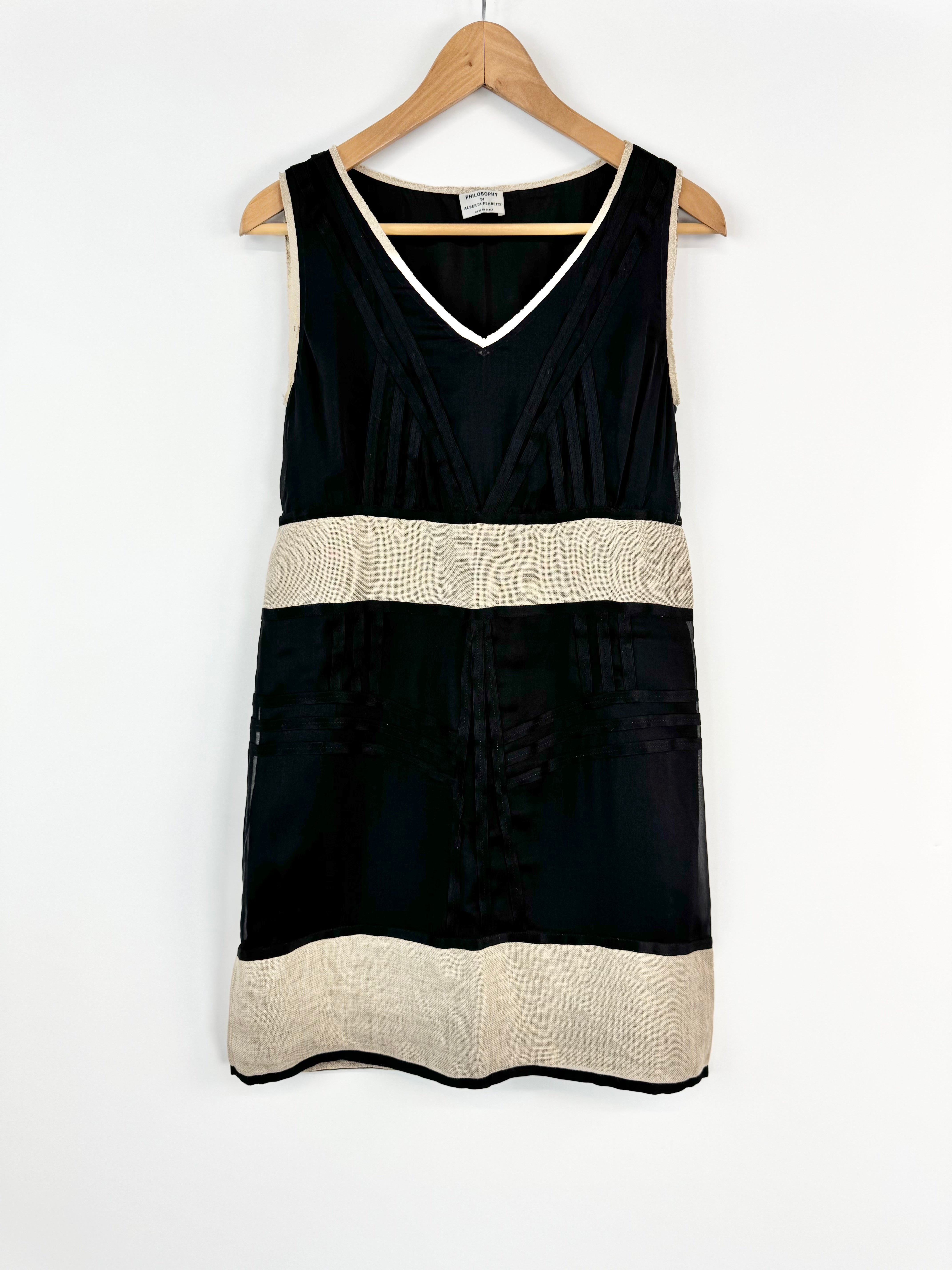 Philosophy Di Alberta Ferretti Black Silk & Linen Dress - AU6