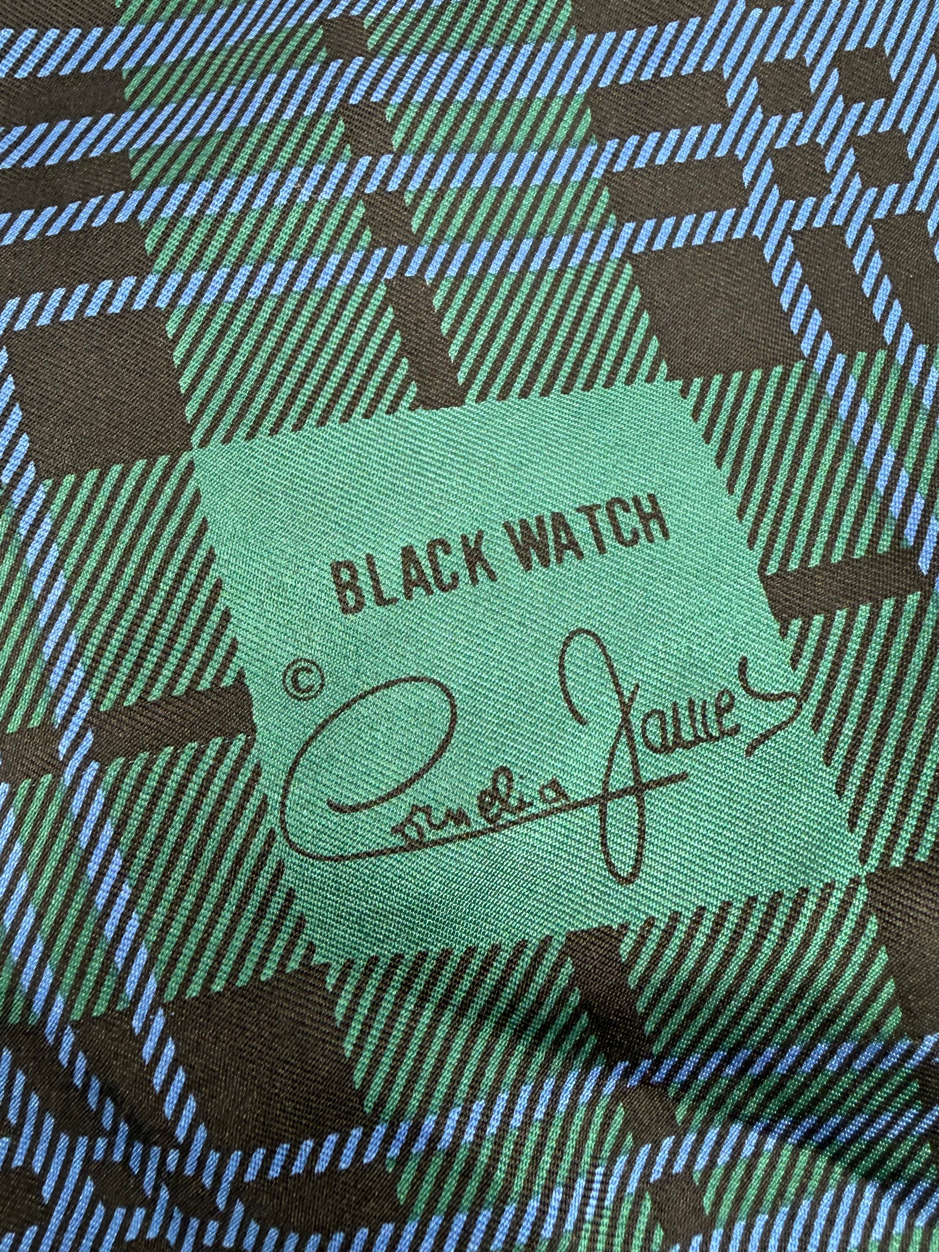 Black Watch Hand Rolled Green & Blue Tartan Scarf