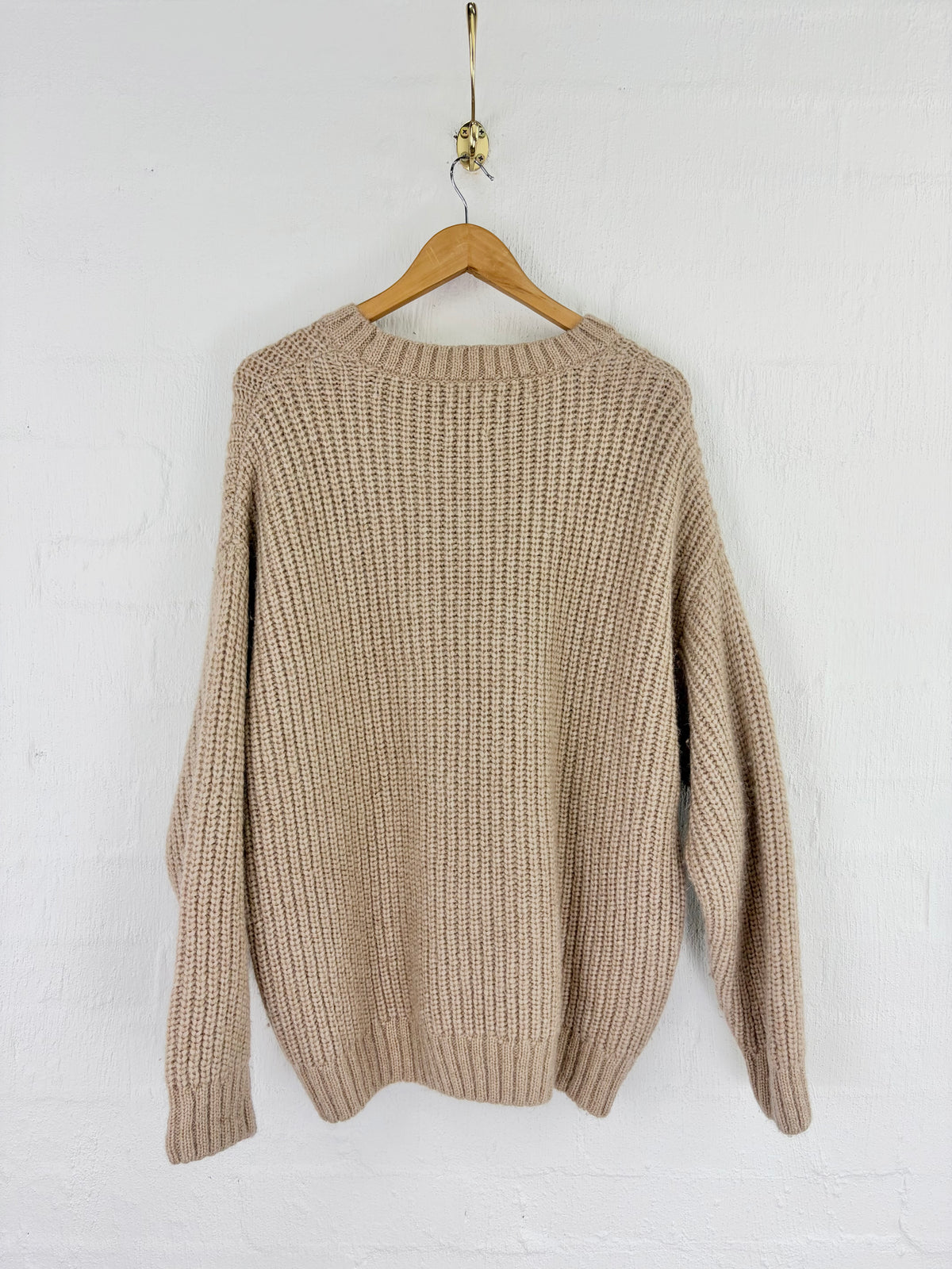 Anine Bing Vanilla Rib Knit Slouchy Alpaca Blend Sweater - AU10/12