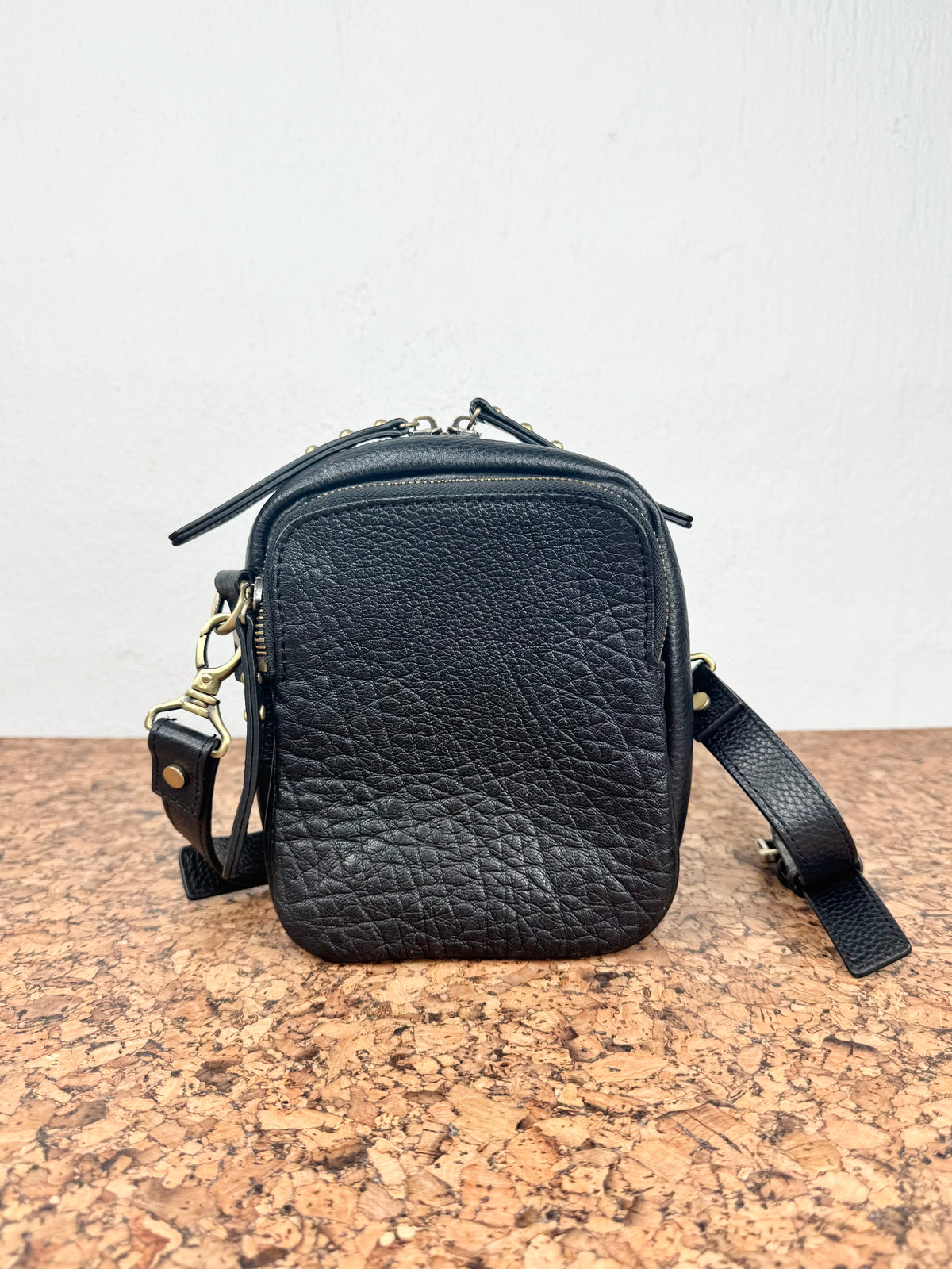 Status Anxiety Black Pebbled Leather Mini Cross Body Pouch