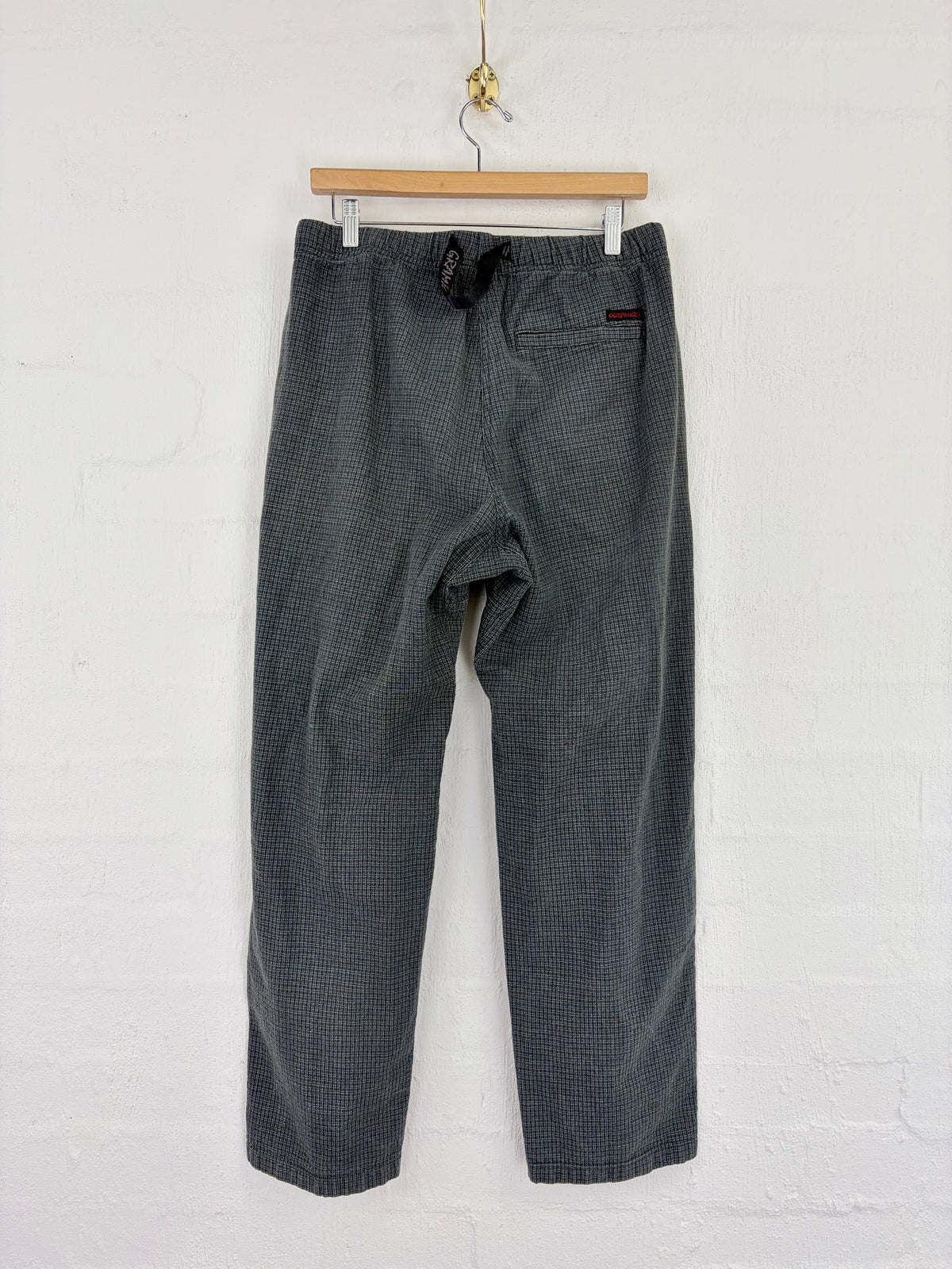 Gramicci Grey Blue Mini Check Straight Fit Pant - L