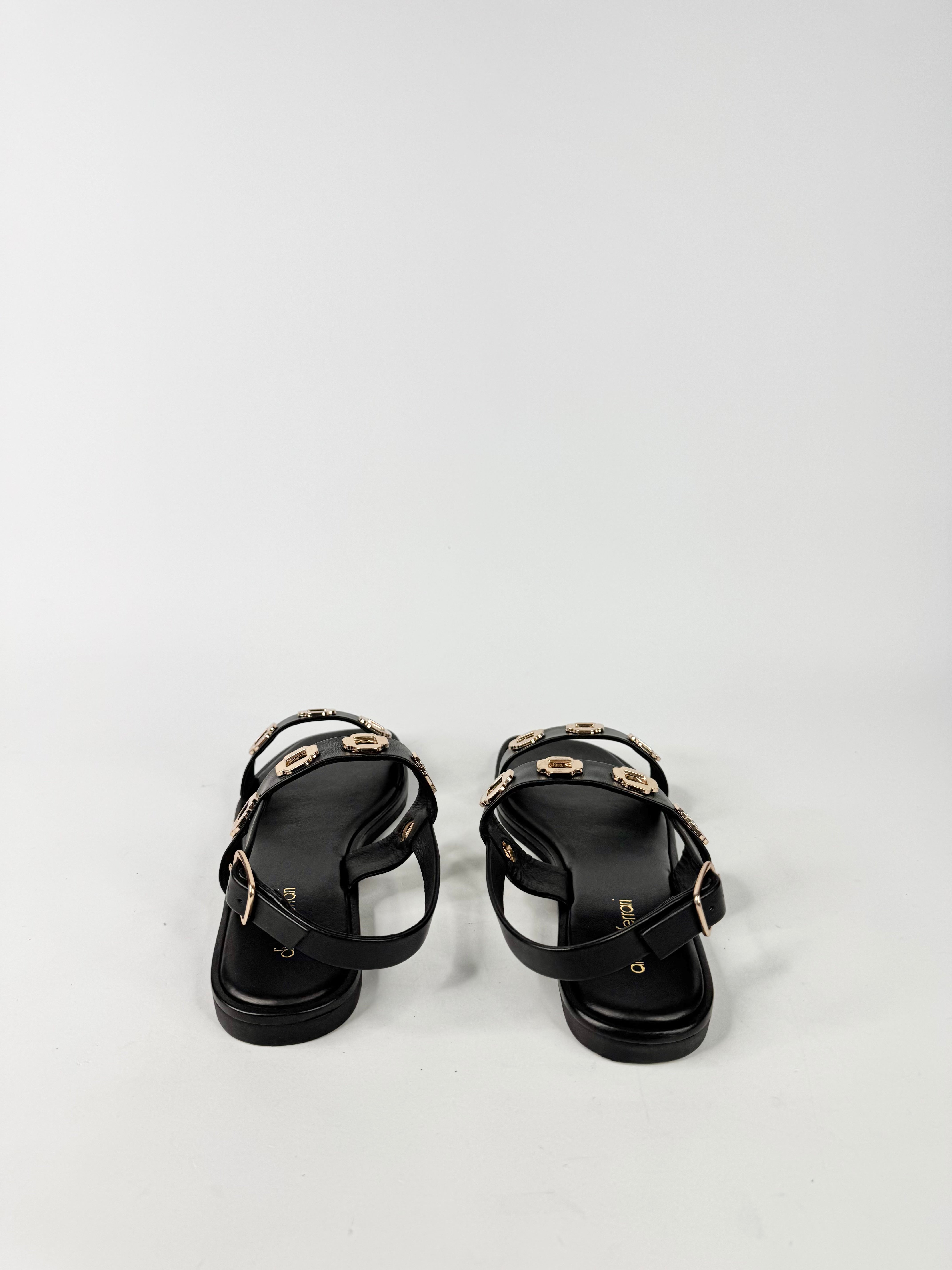 MFW Diana Ferrari Todri-DF Black Gold Eyelet Sandals - EU37