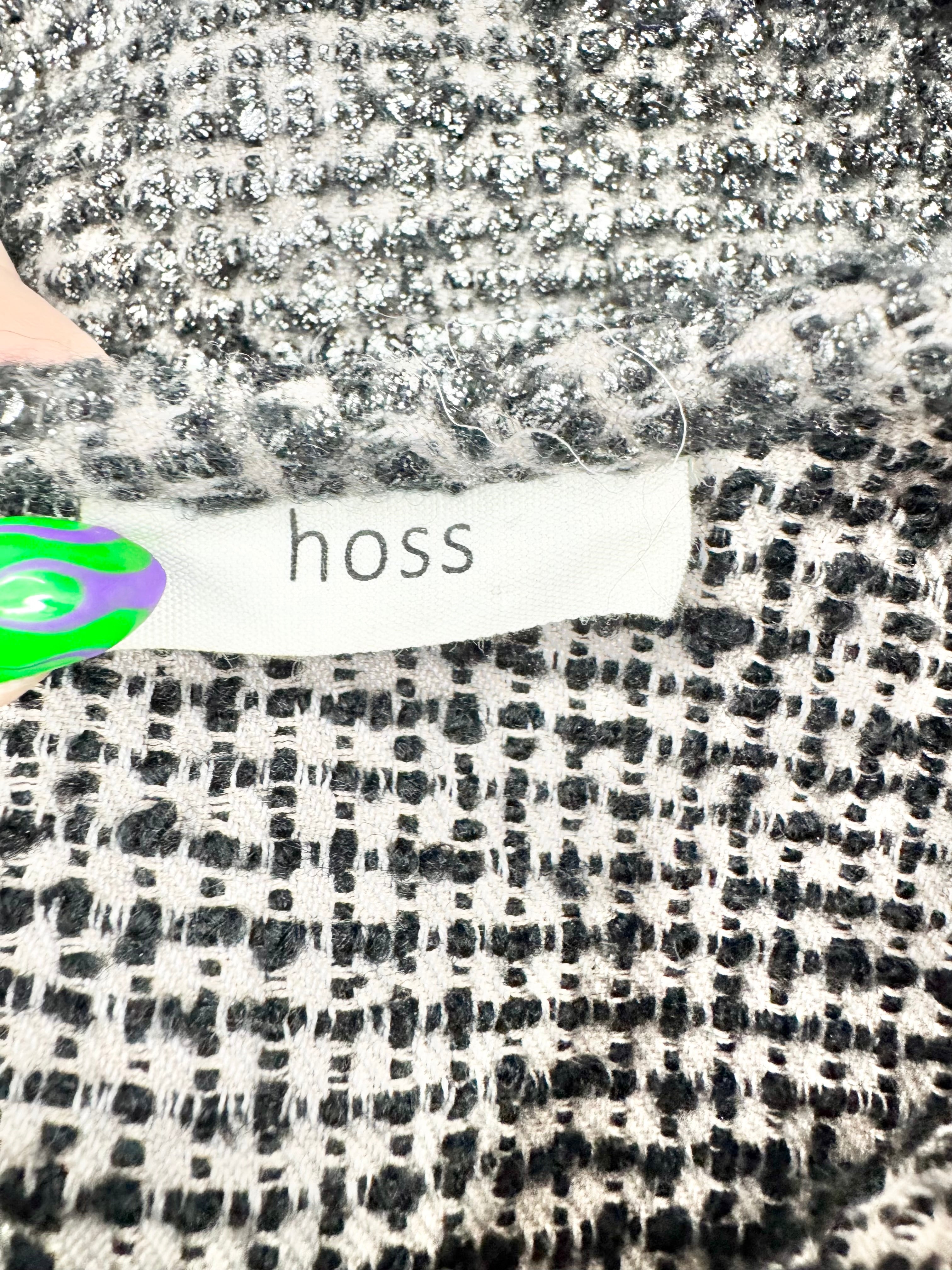 Hoss Grey Metallic Wool Blend Puff Sleeve Blouse - AU8