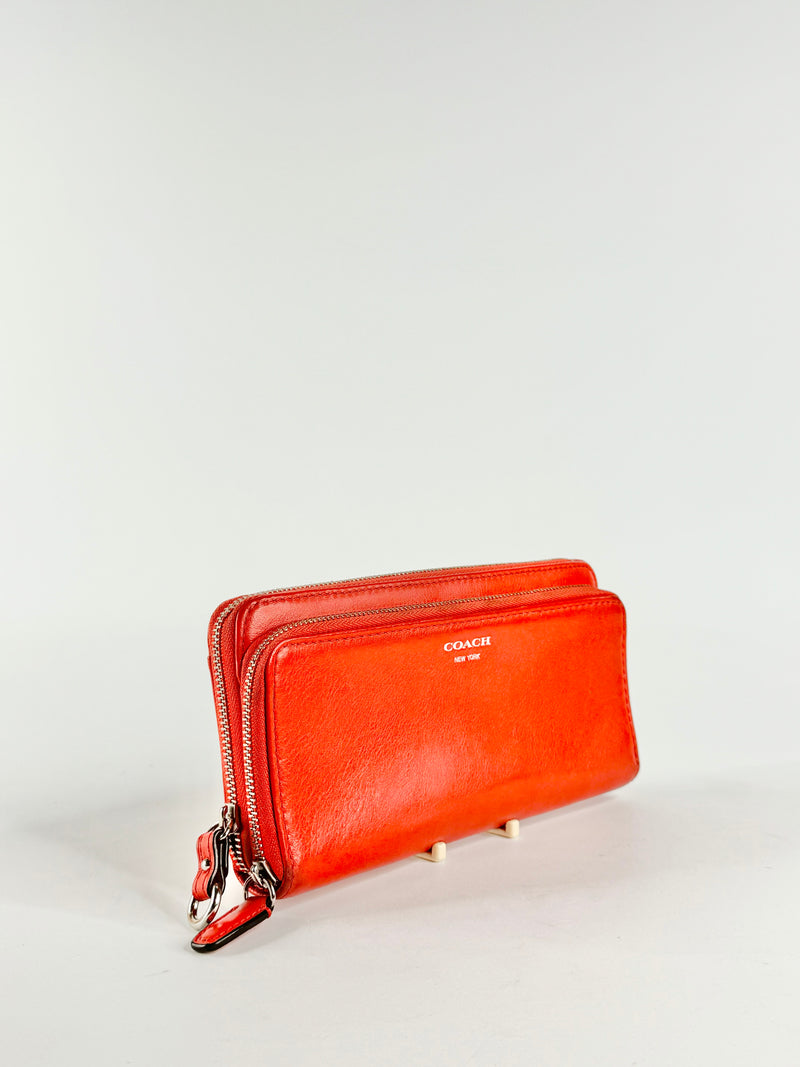 Coach Harvest Orange Zipper Wallet