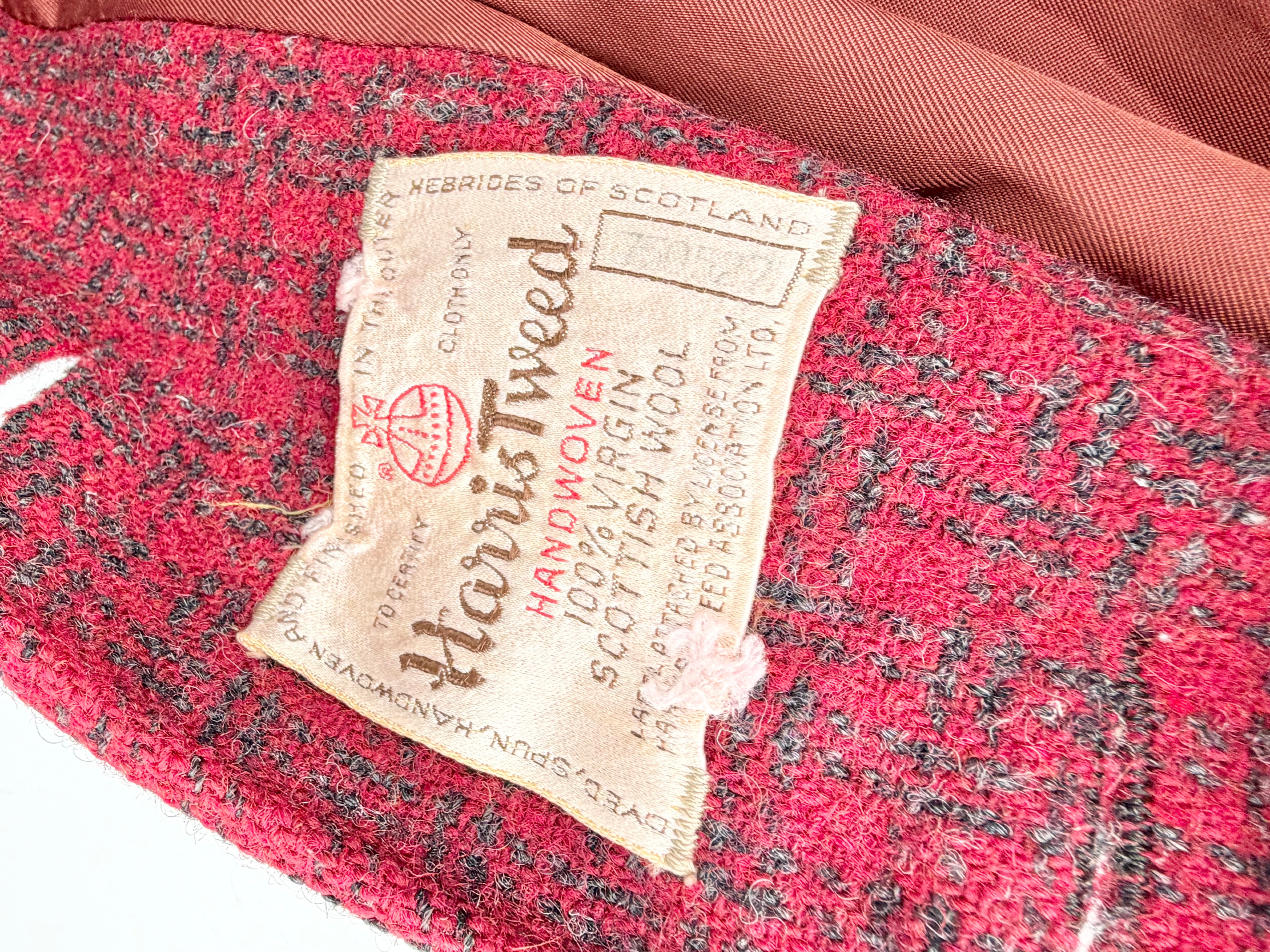 Vintage Harris Tweed Red Plaid Pattern Scottish Wool Coat - AU10