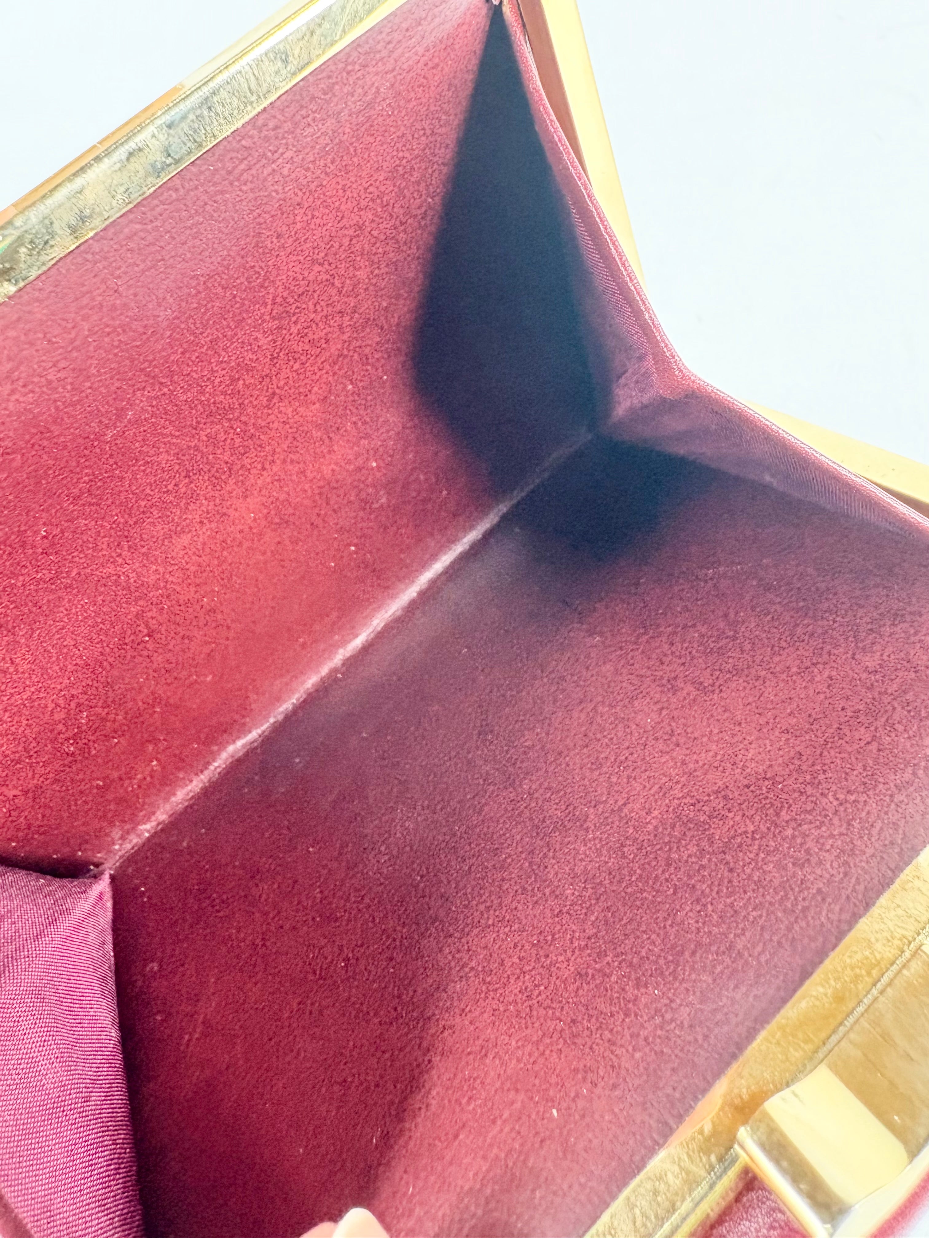 Vintage 70s Givenchy Maroon Leather Jacquard Wallet