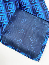 Gucci Dark Blue Geometric Pattern Silk Tie