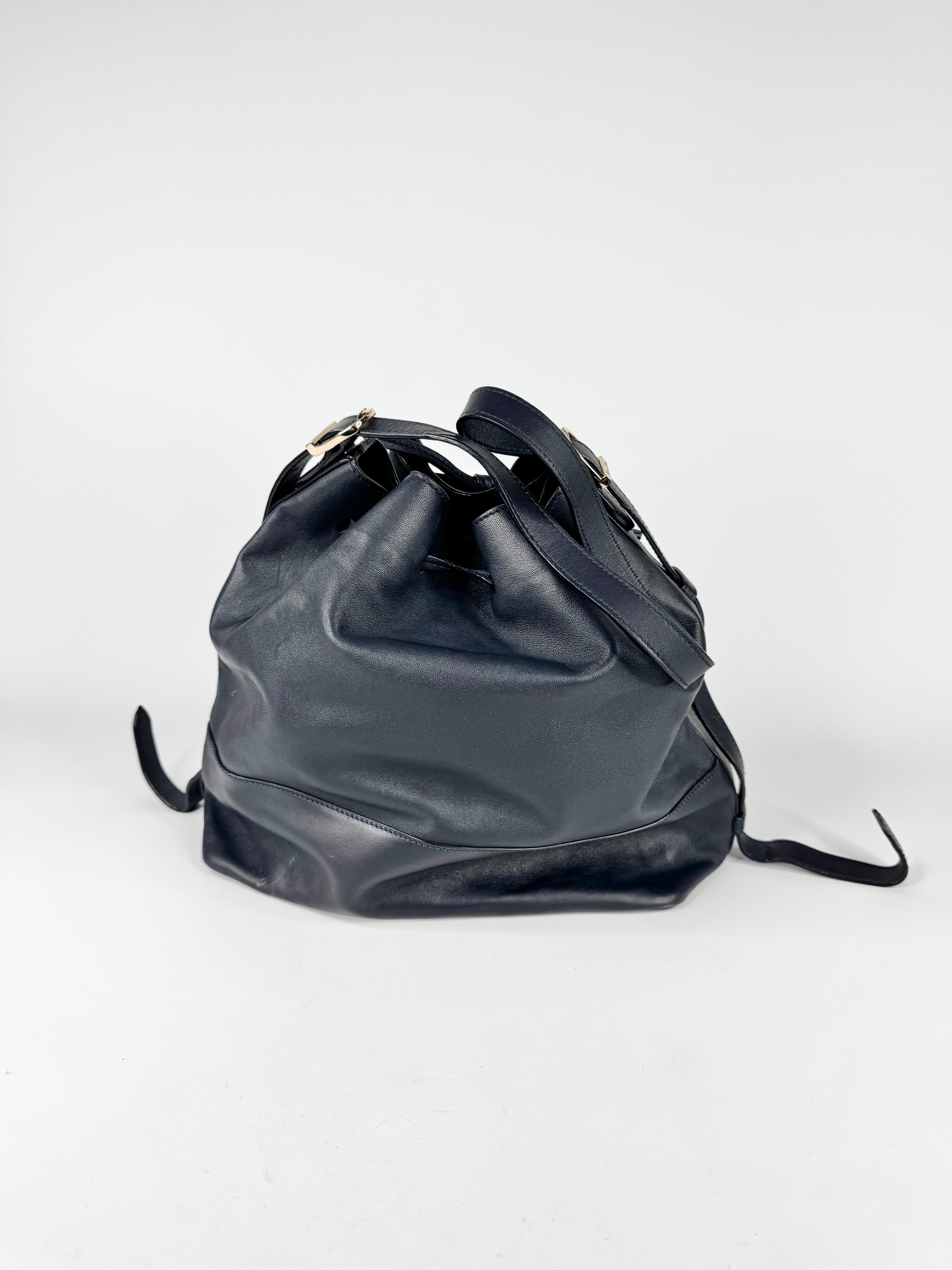 Aspinal of London Navy Blue Drawstring Handbag