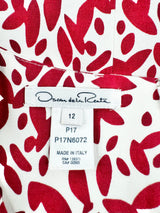 Oscar de la Renta P17 Red & White Pattern Cotton Midi Dress - AU12