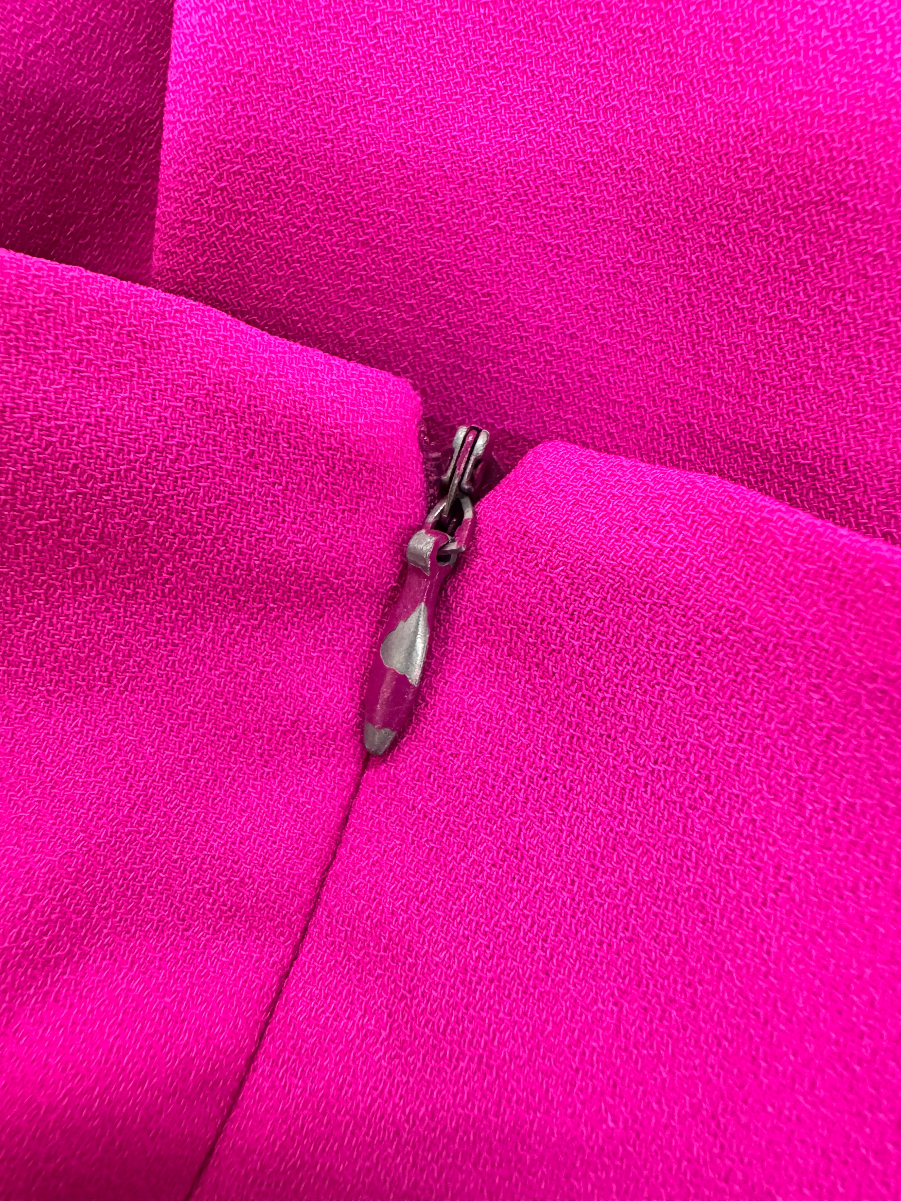 Umit Kutluk Haute Couture Shocking Pink Crepe Sleeveless Jumpsuit - AU8