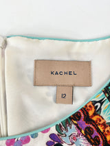 Kachel White Silk Boho Print Shift Dress - AU12