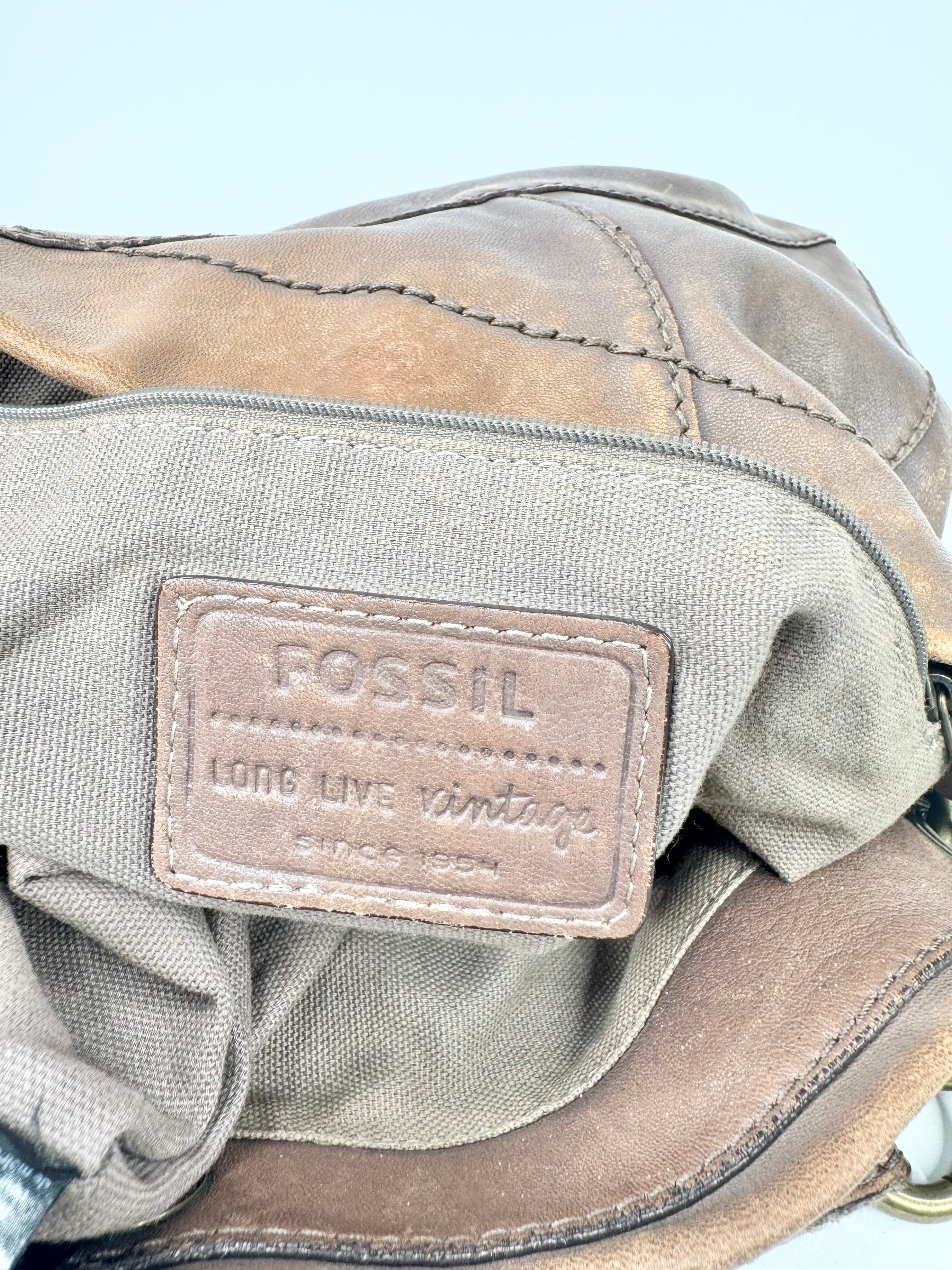 Fossil Brown Patchwork Shoulder Bag