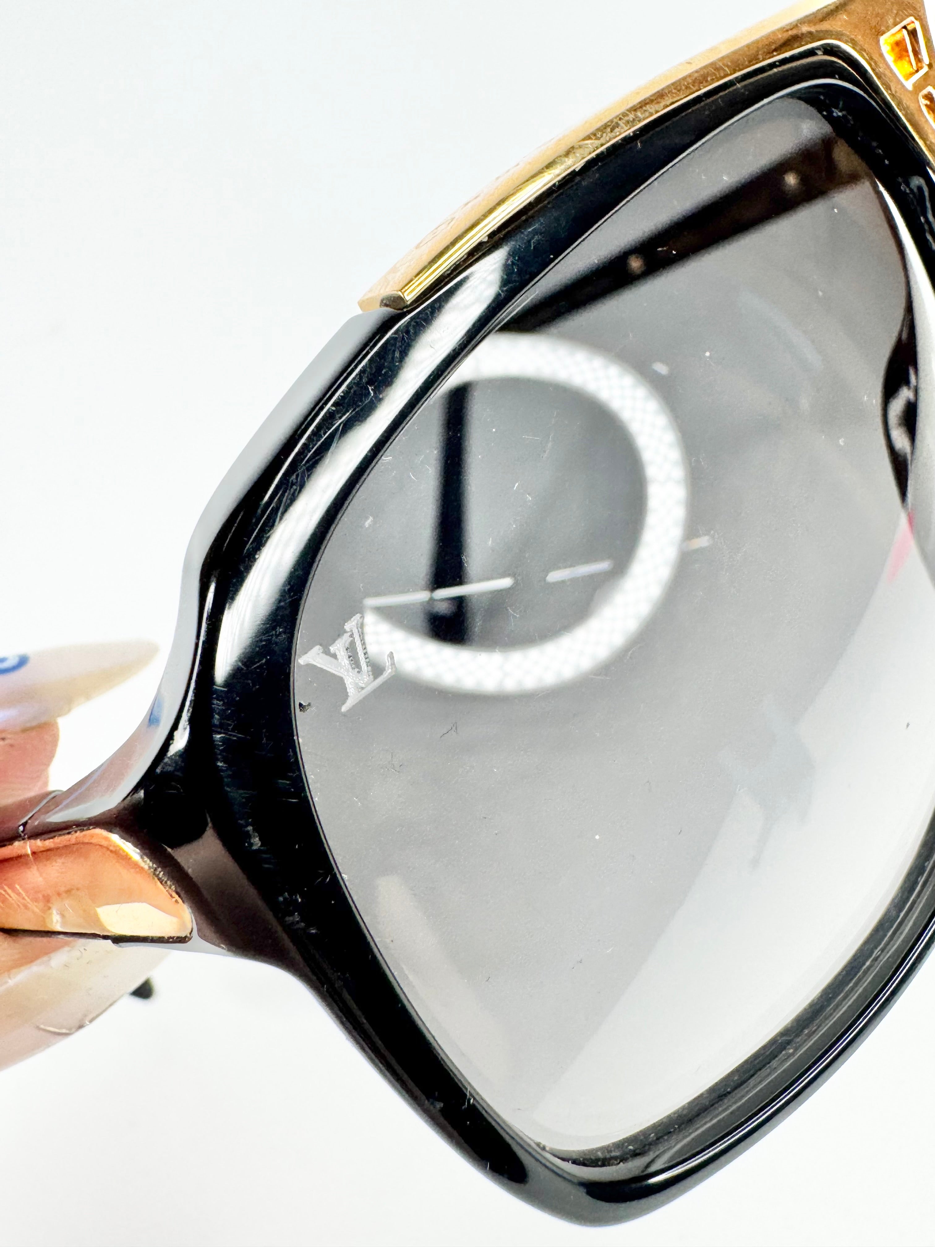 Louis Vuitton Black & Gold 'Evidence' Square Sunglasses