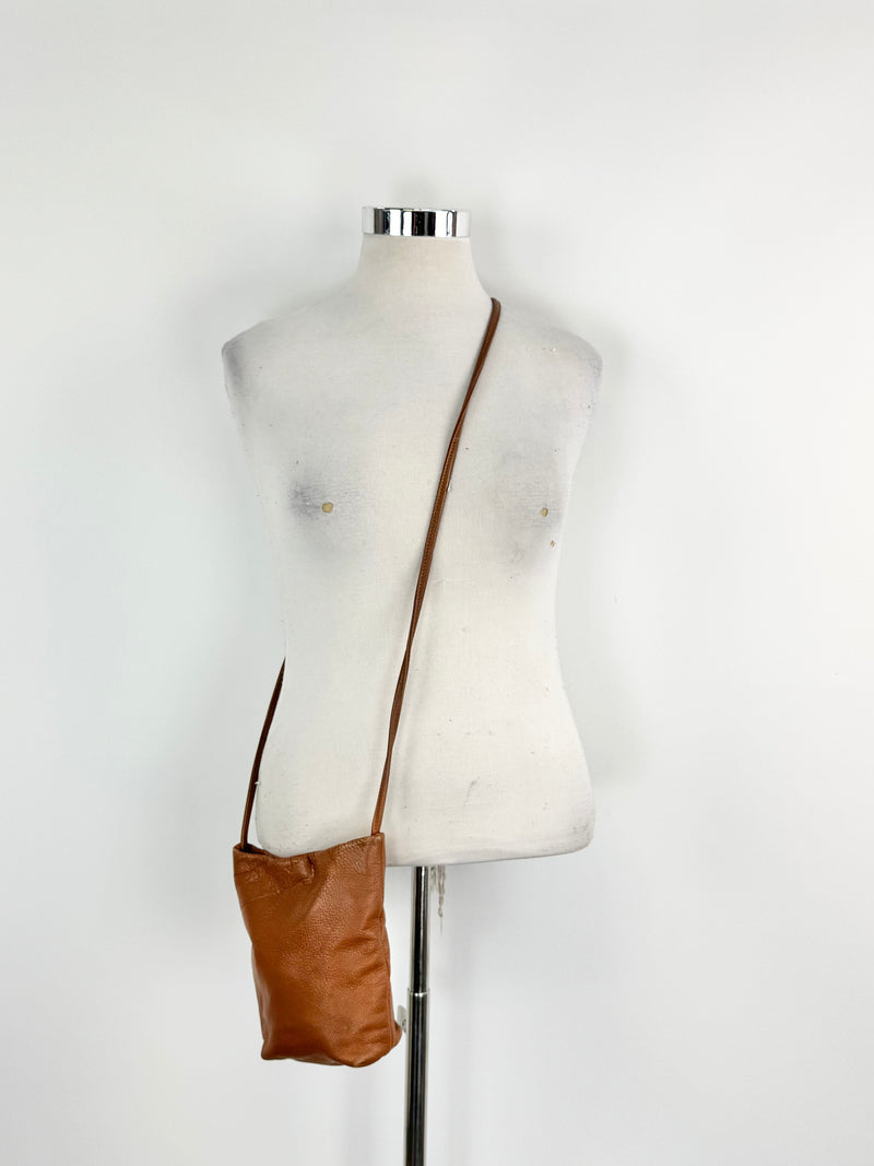 Baggu Tan Leather Cross Body Pouch