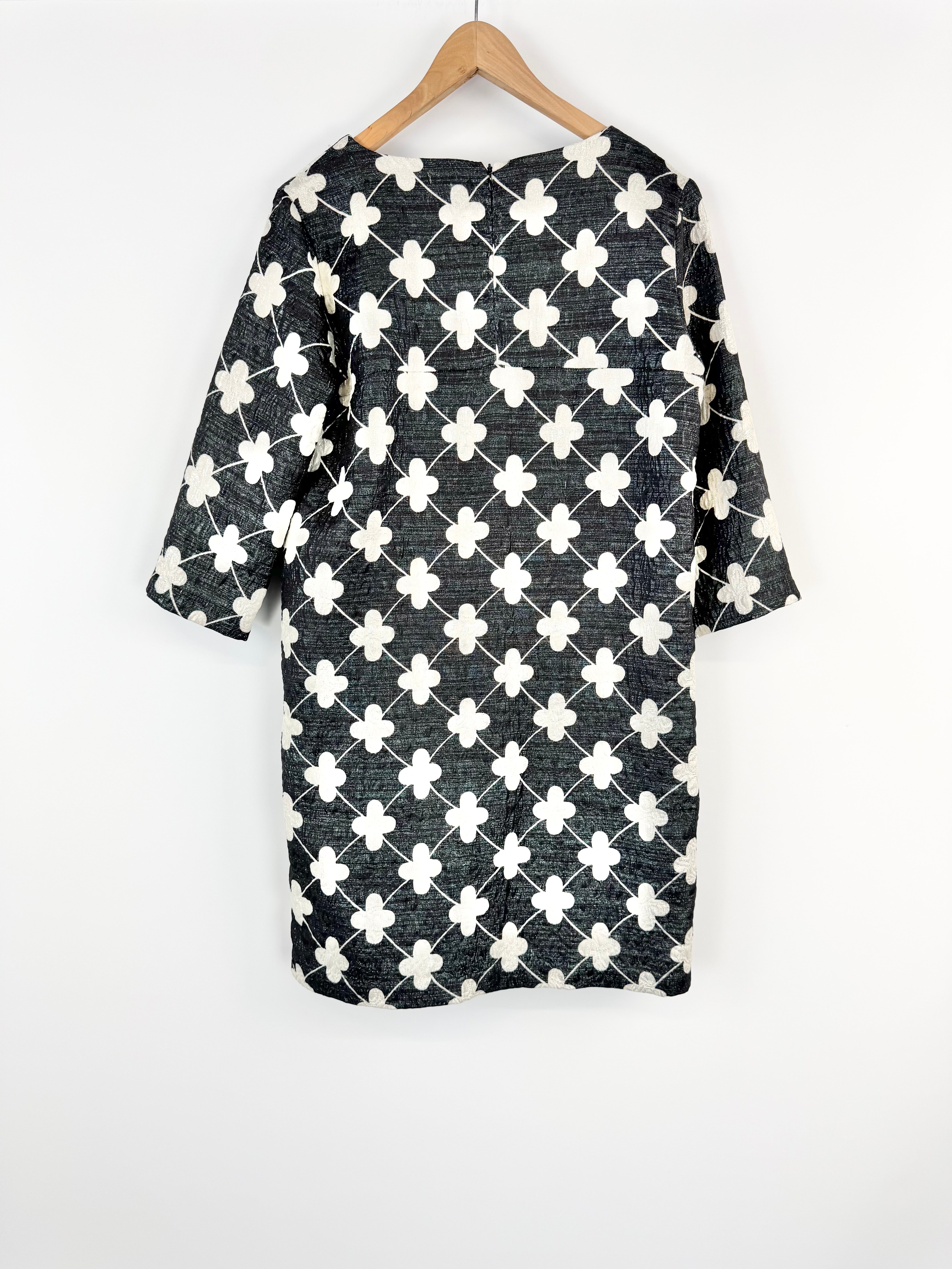 0039 Italy Metallic Dark Green & Cream Dress - AU10/12