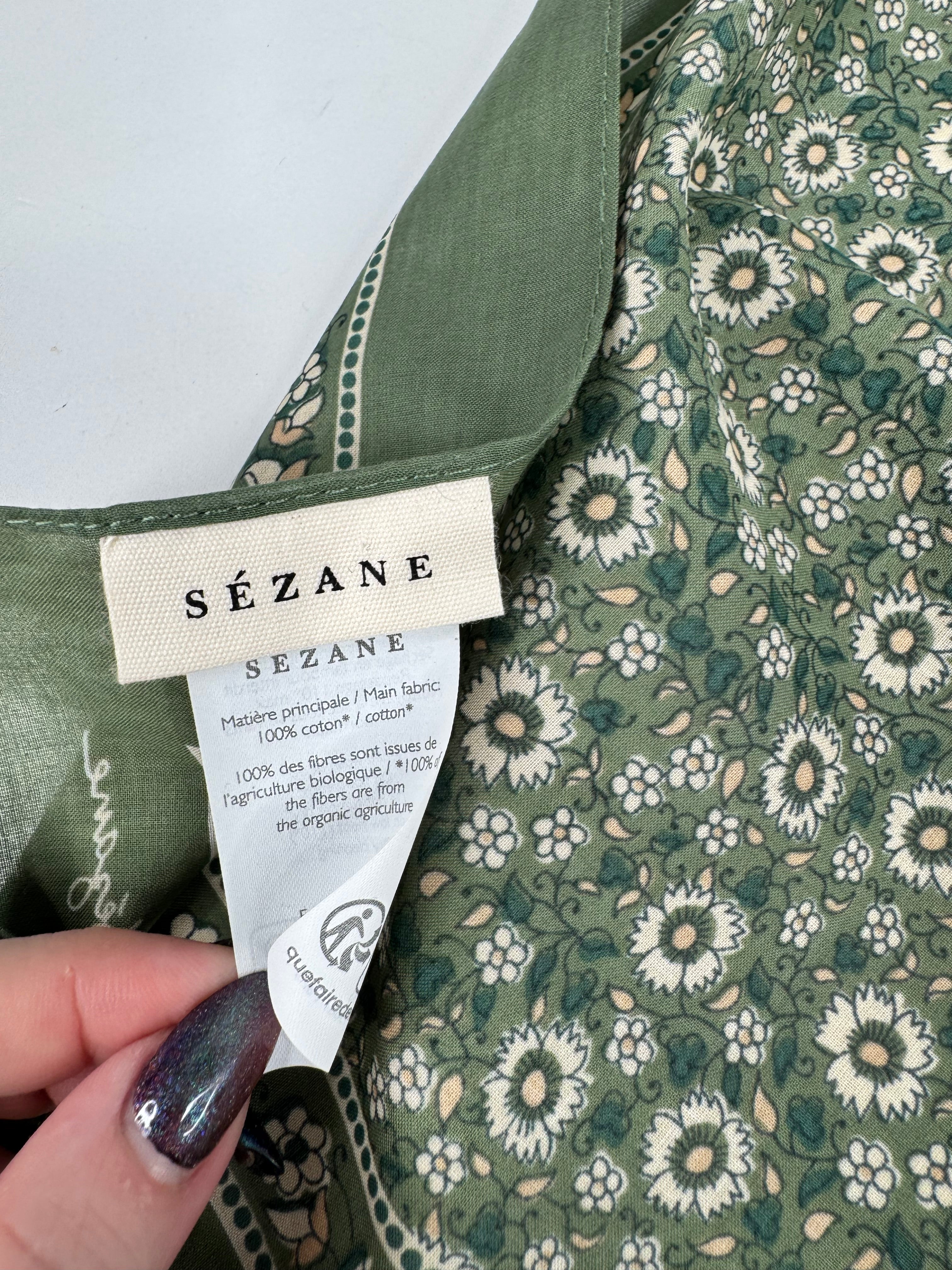 CEZANE Green Cotton Square Scarf
