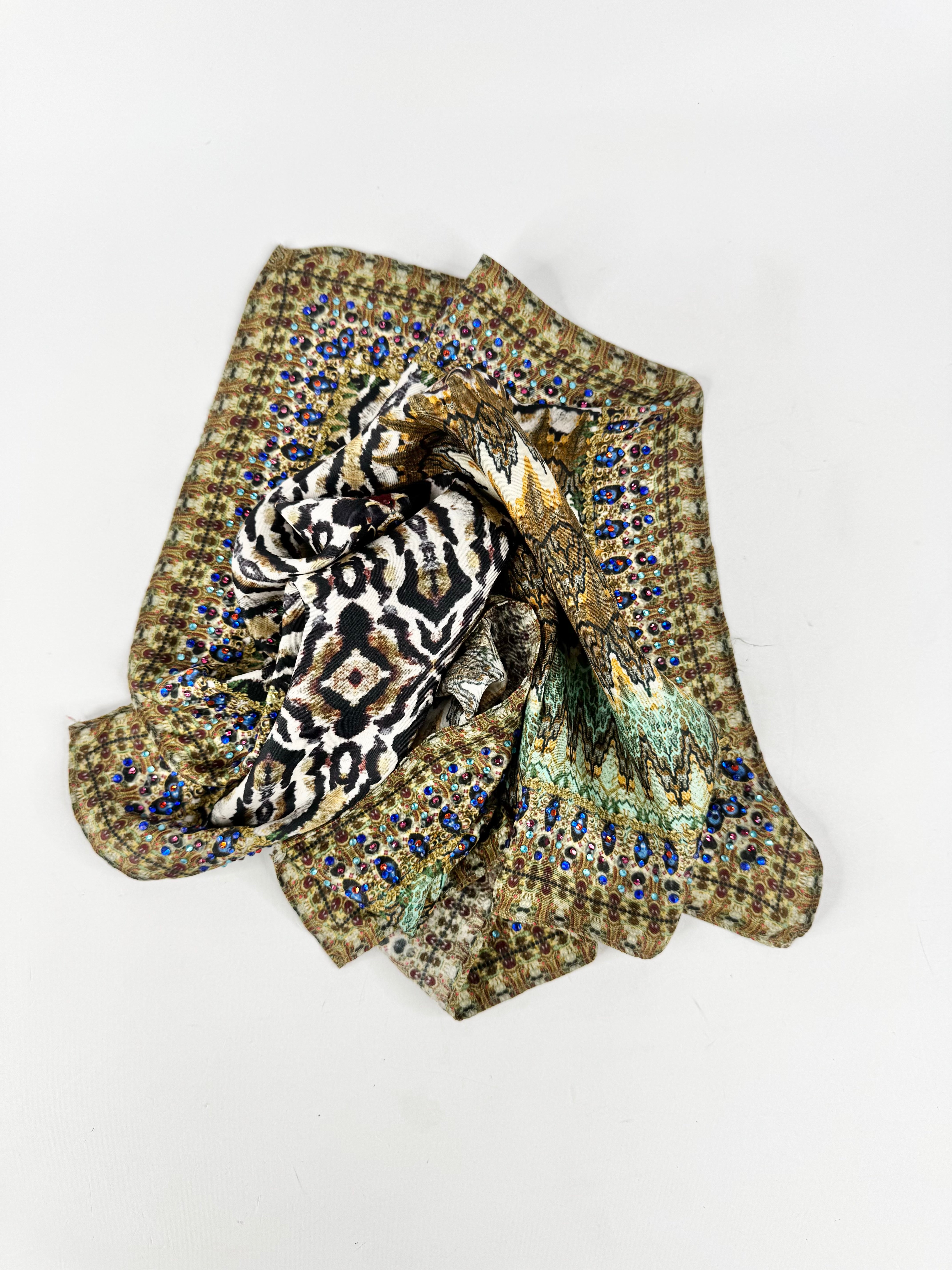 Camilla Square Silk Crystal Studded Scarf