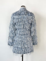 Alice McCall Sky Blue & Metallic Silver Layered Faux Fur Coat - AU6