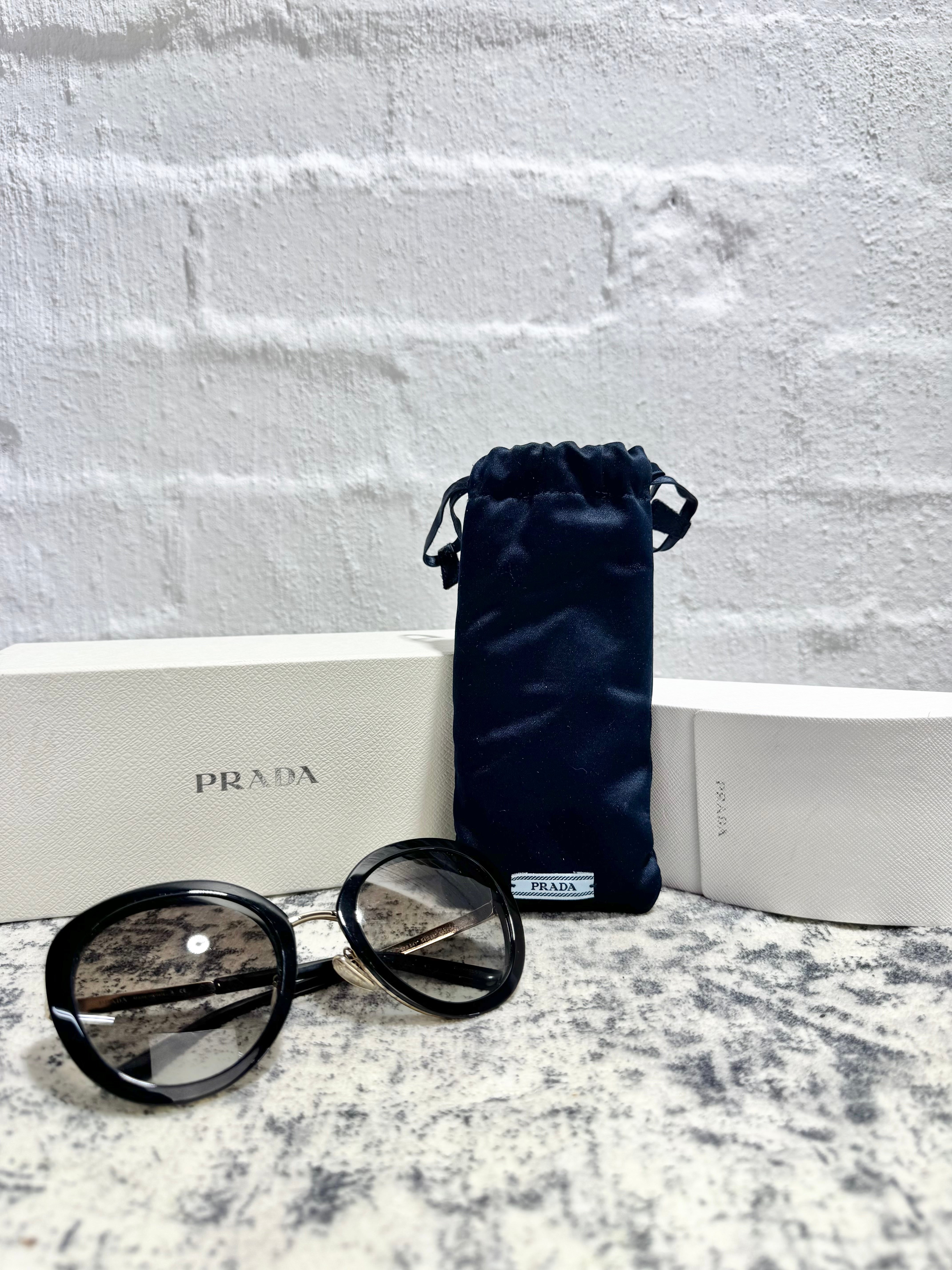 Prada SOR54Y Black Oversized Round Sunglasses