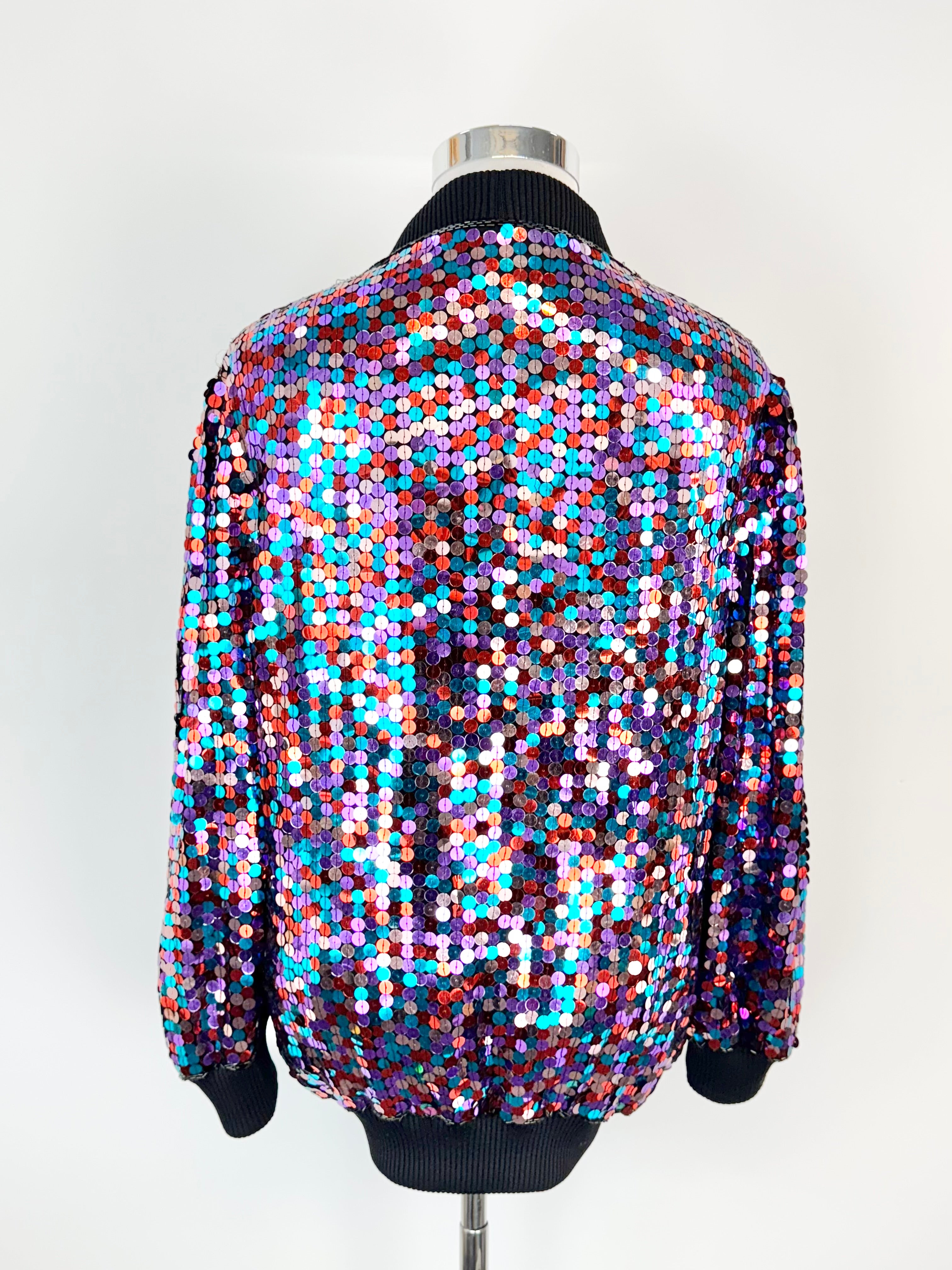 Retro Glittery by Diane Multicoloured Sequin Silk Cardigan - AU10
