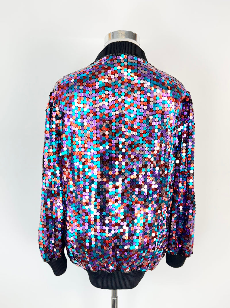 Retro Glittery by Diane Multicoloured Sequin Silk Cardigan - AU10