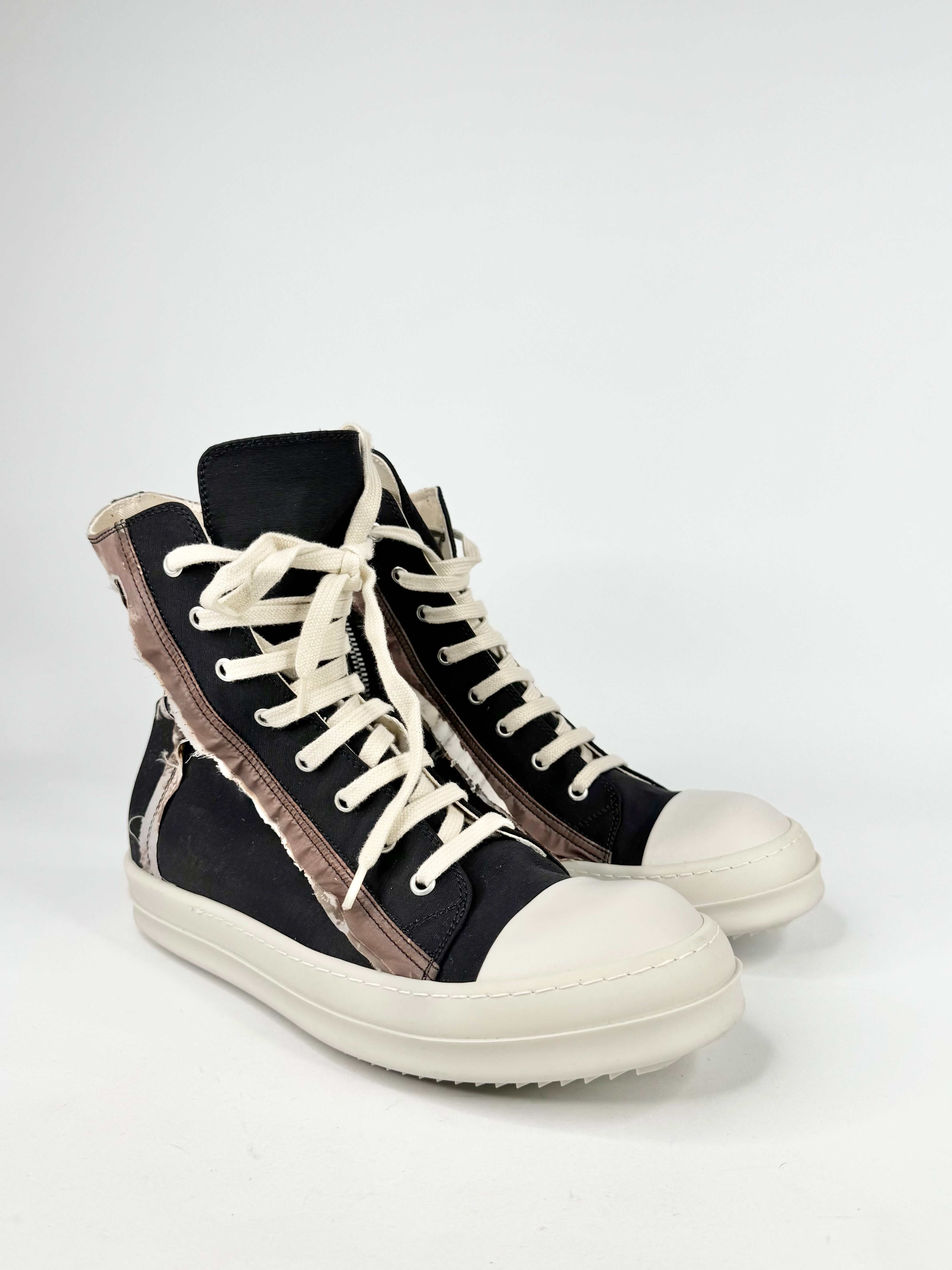 Rick Owens Drkshdw Black & White Ruffle Trim Ramones - EU41
