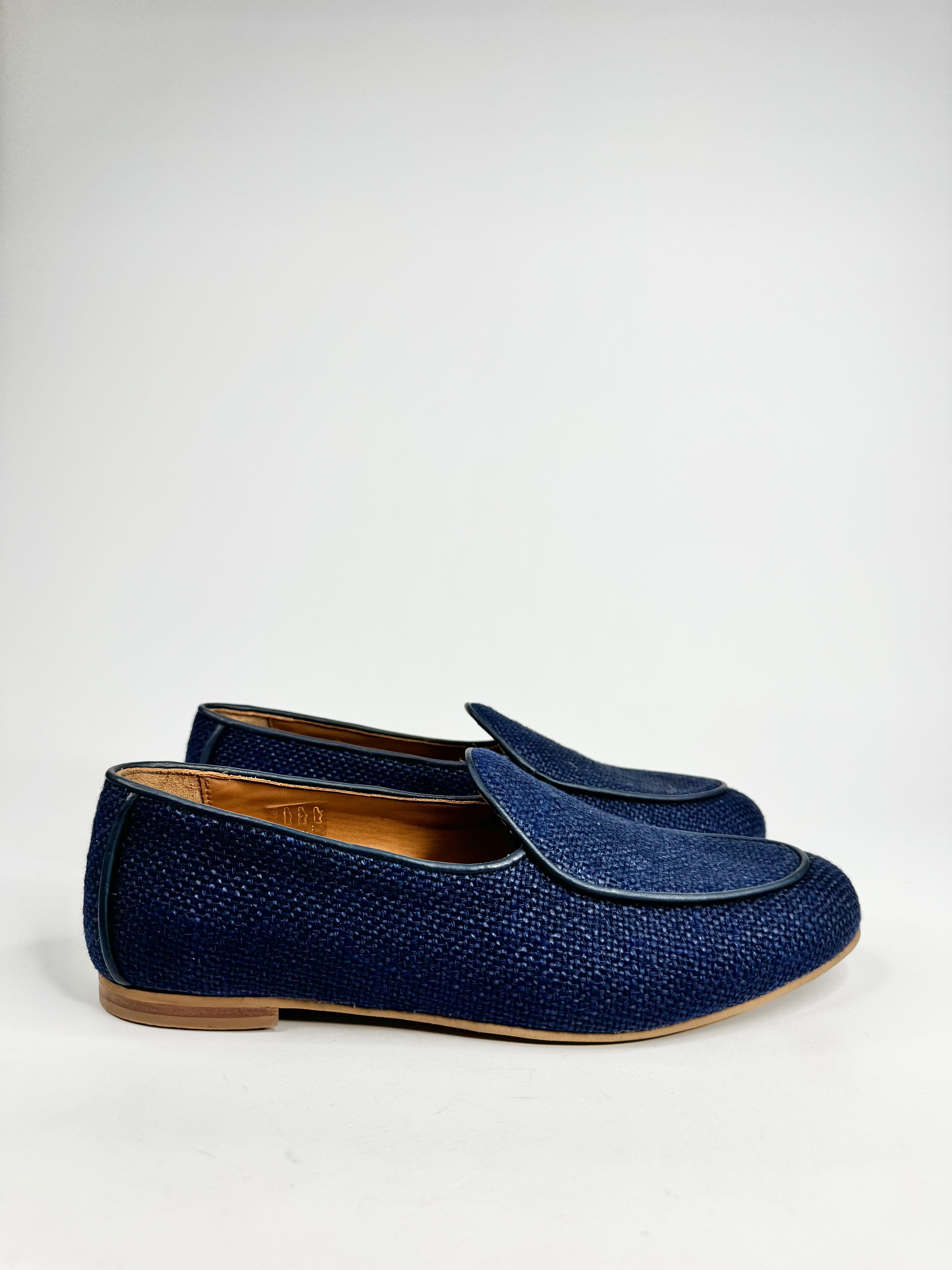 Jacques Soloviere Linen Navy Woven Loafers - EU43