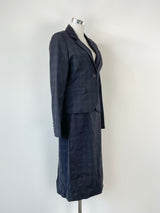 Farage Charcoal Wool Check-Pattern Blazer & Midi Skirt Set - AU10/12