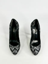 Dolce & Gabbana Silver & Black Squiggle Lace Patterned Stilettos - EU37