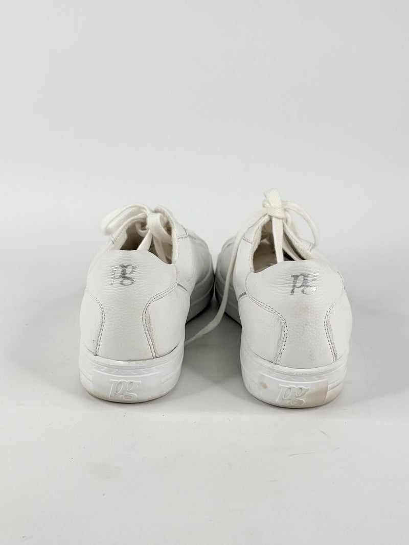 Paul Green White Leather Embellished Supersoft Sneakers - EU41.5