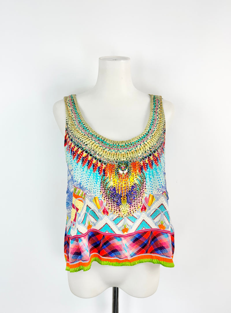 Camilla Mulitcoloured Jeweled Crop Vest - AU10