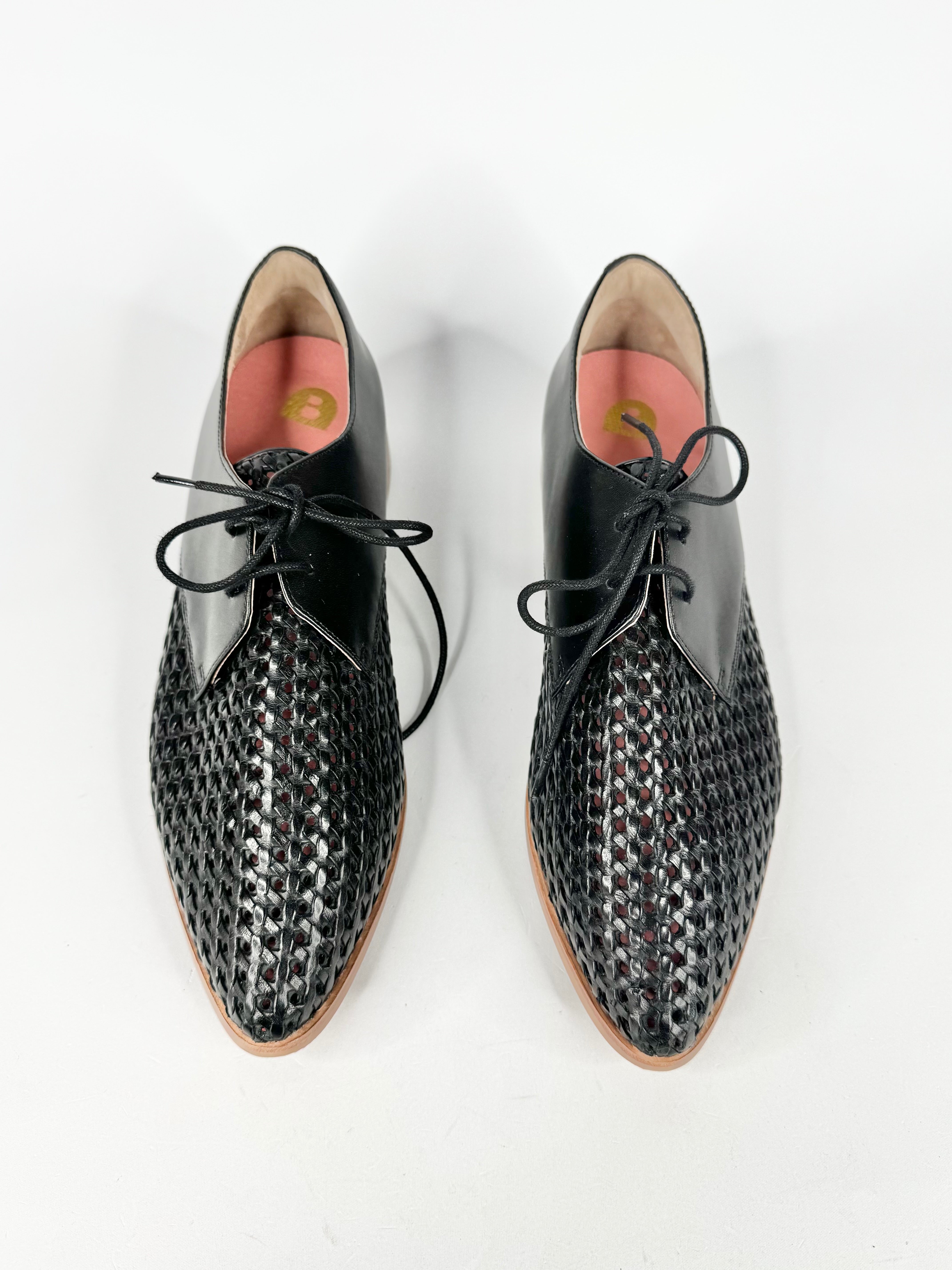 Bared Black Woven Leather Lace Ups NWT - EU41