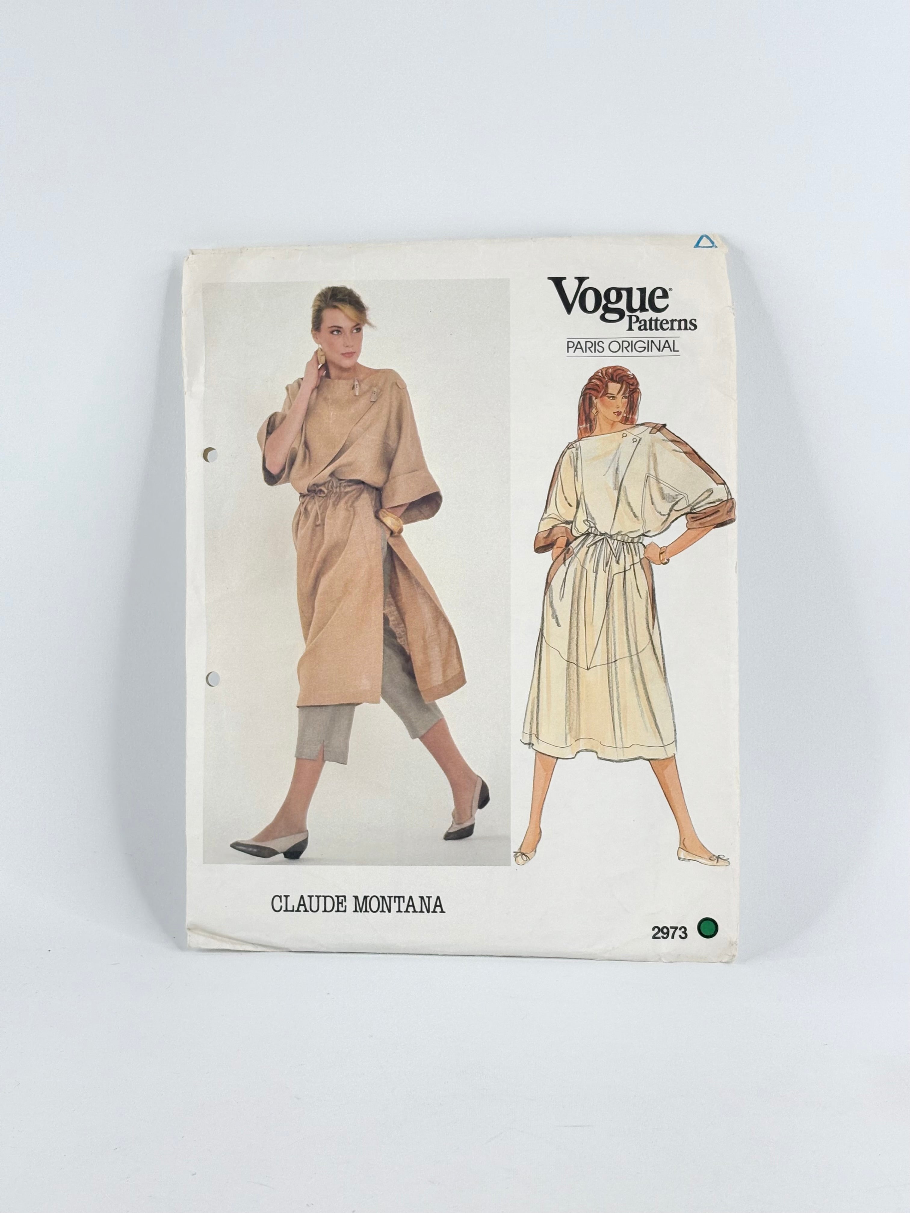 Vogue Paris Original Claude Montana Tunic, Dress & Pants: No. 2973 - Size 8