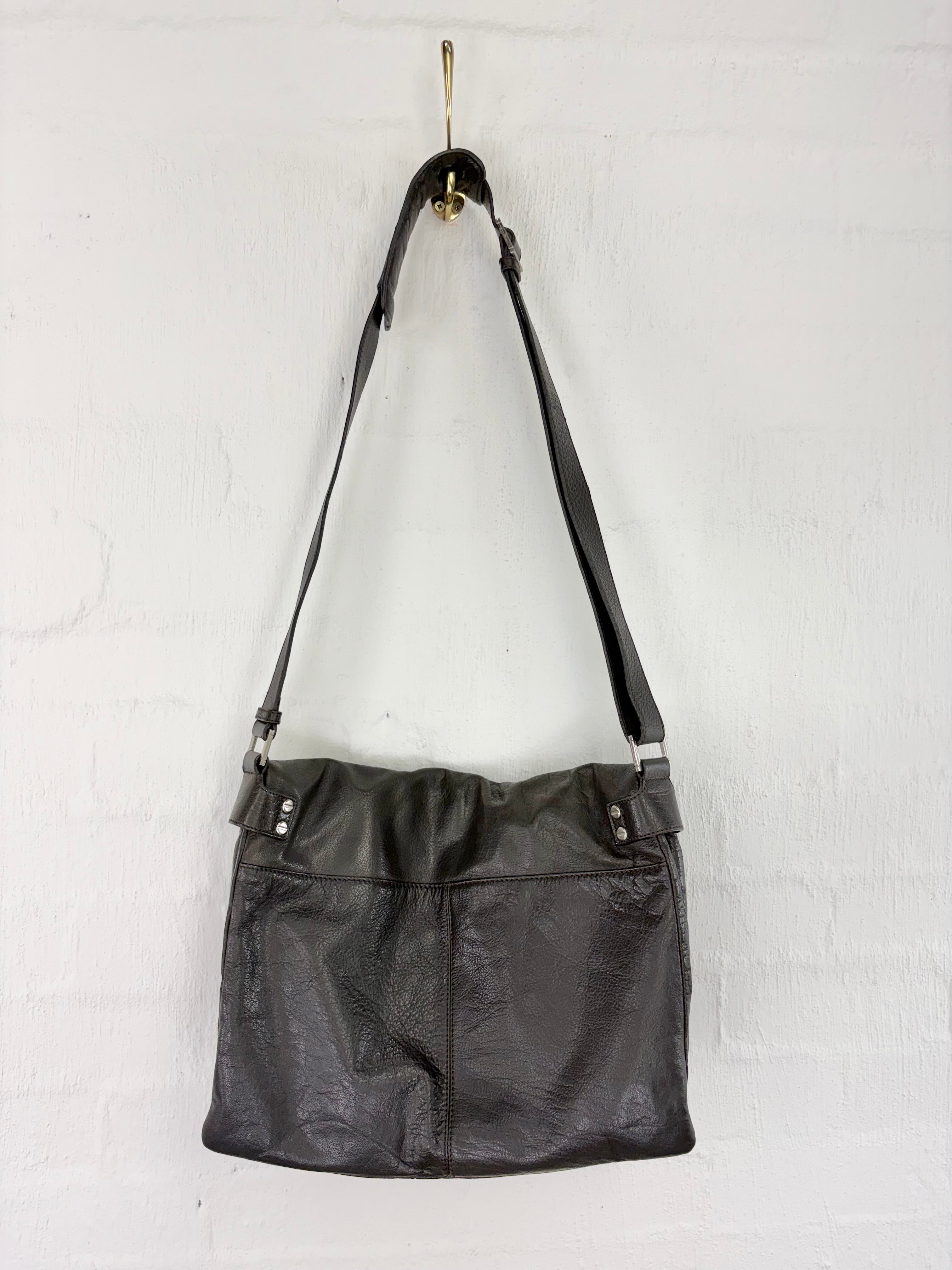 Oroton Chocolate Leather Satchel