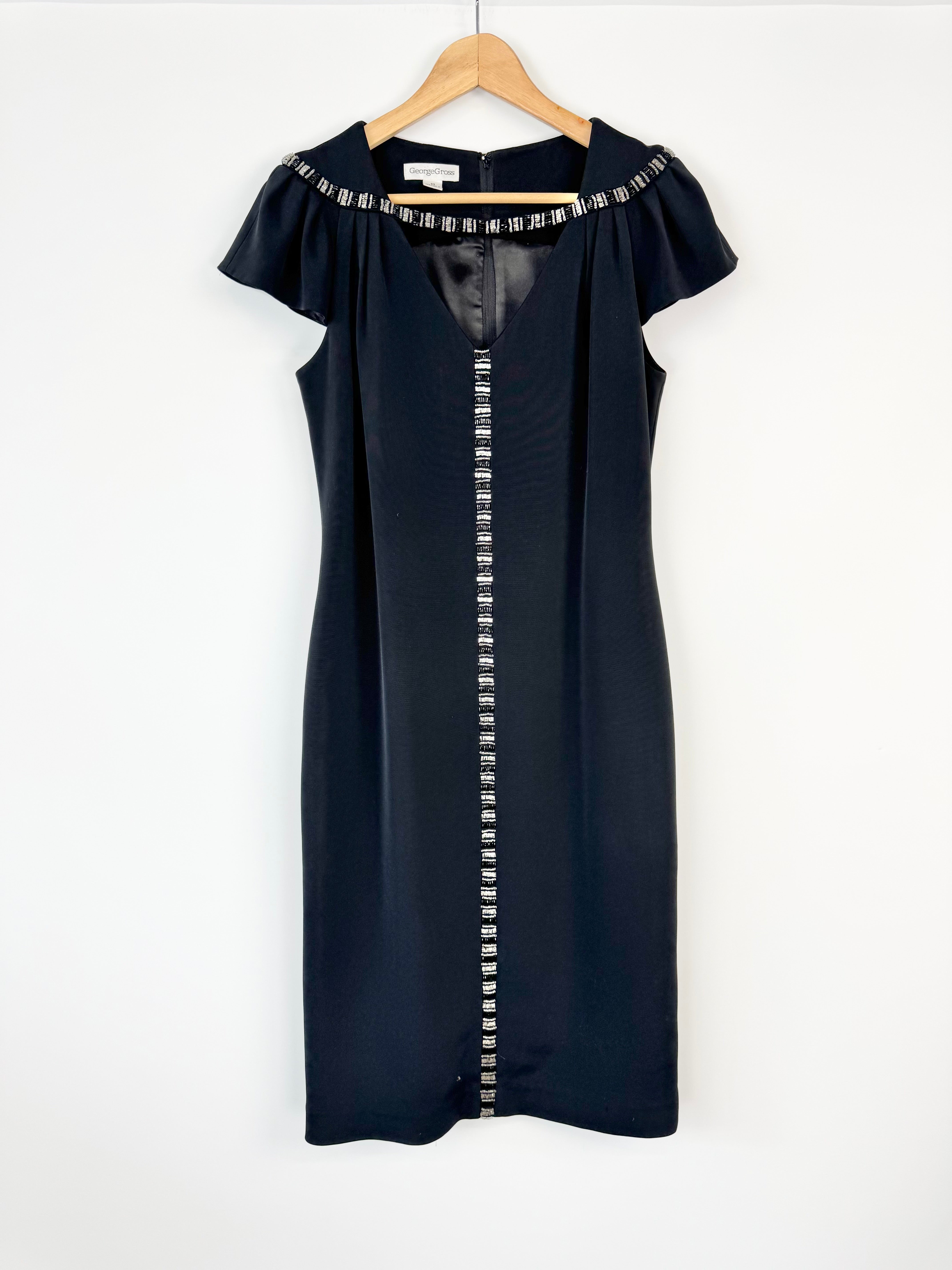 George Cross Black Bejeweled Midi Dress - AU10