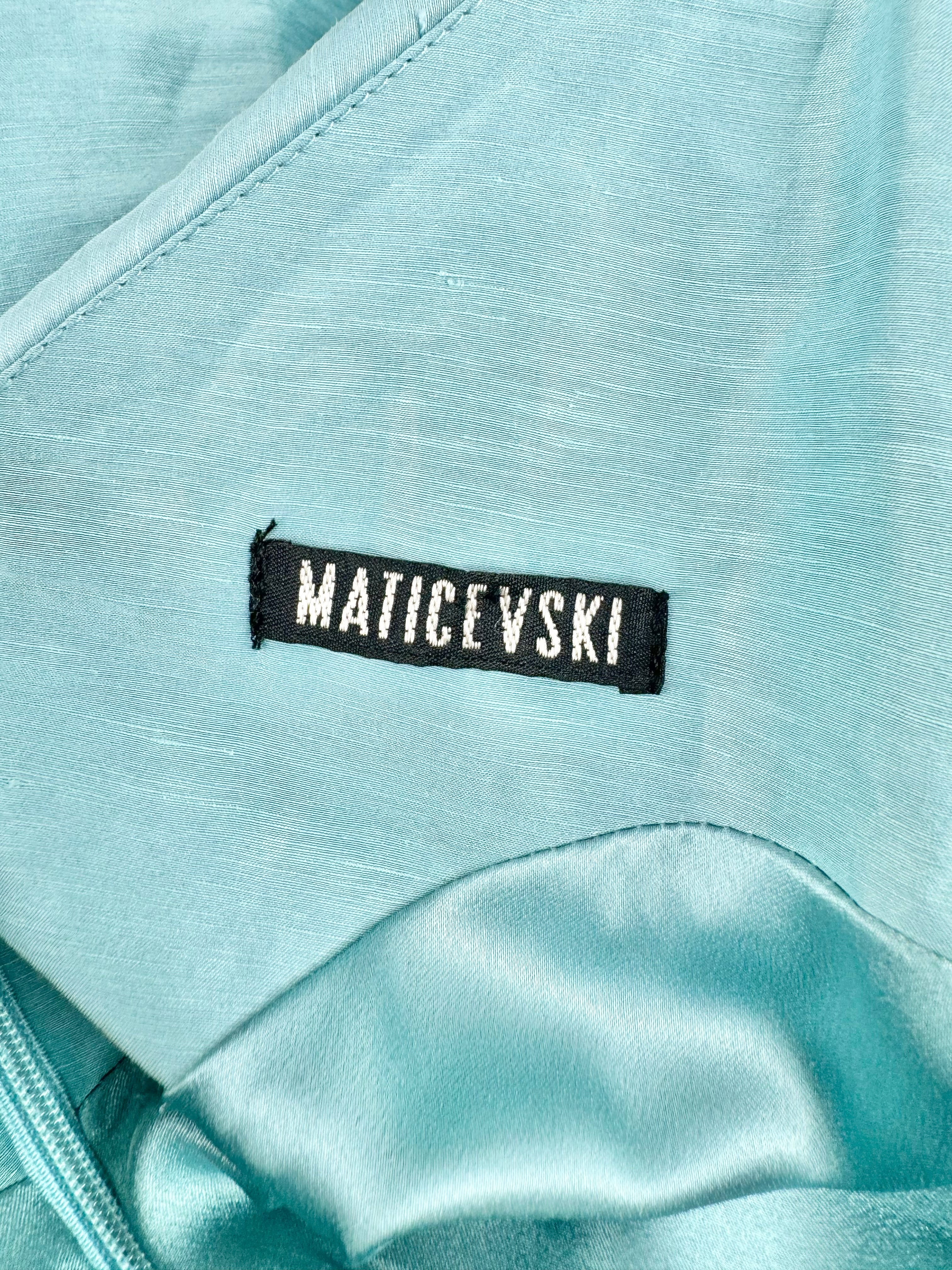 Maticevski Sky Blue Linen & Silk Midi Dress - AU10/AU12