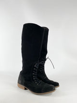 E.O.S Black 'Jodpur' Suede Knee High Boots - EU39