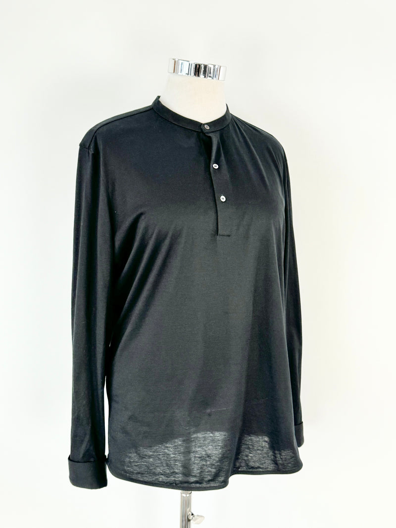 Cos Black Cotton Long Sleeve Shirt - XL