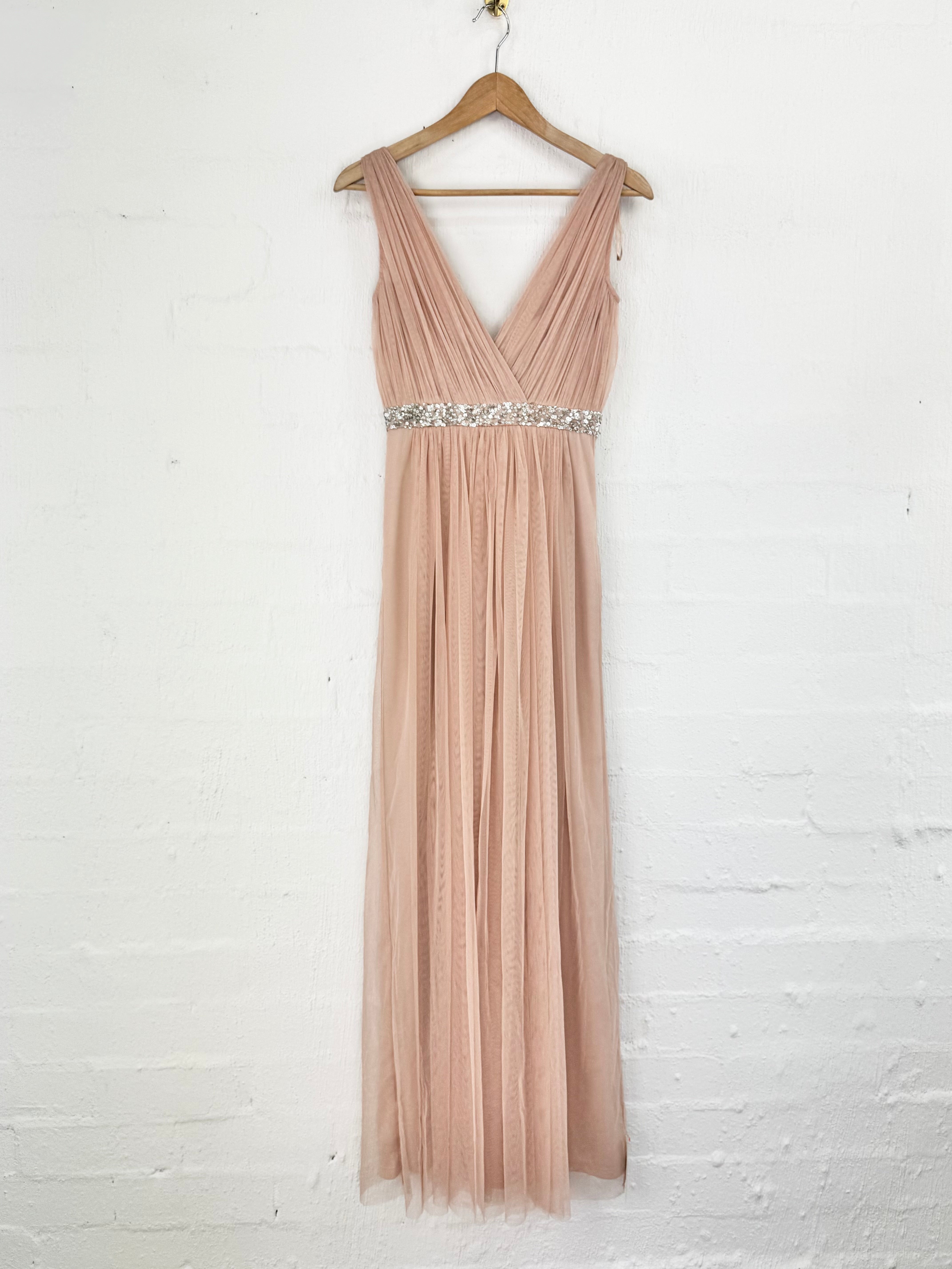 Monsoon Pastel Peach Bejewelled Gown - AU6