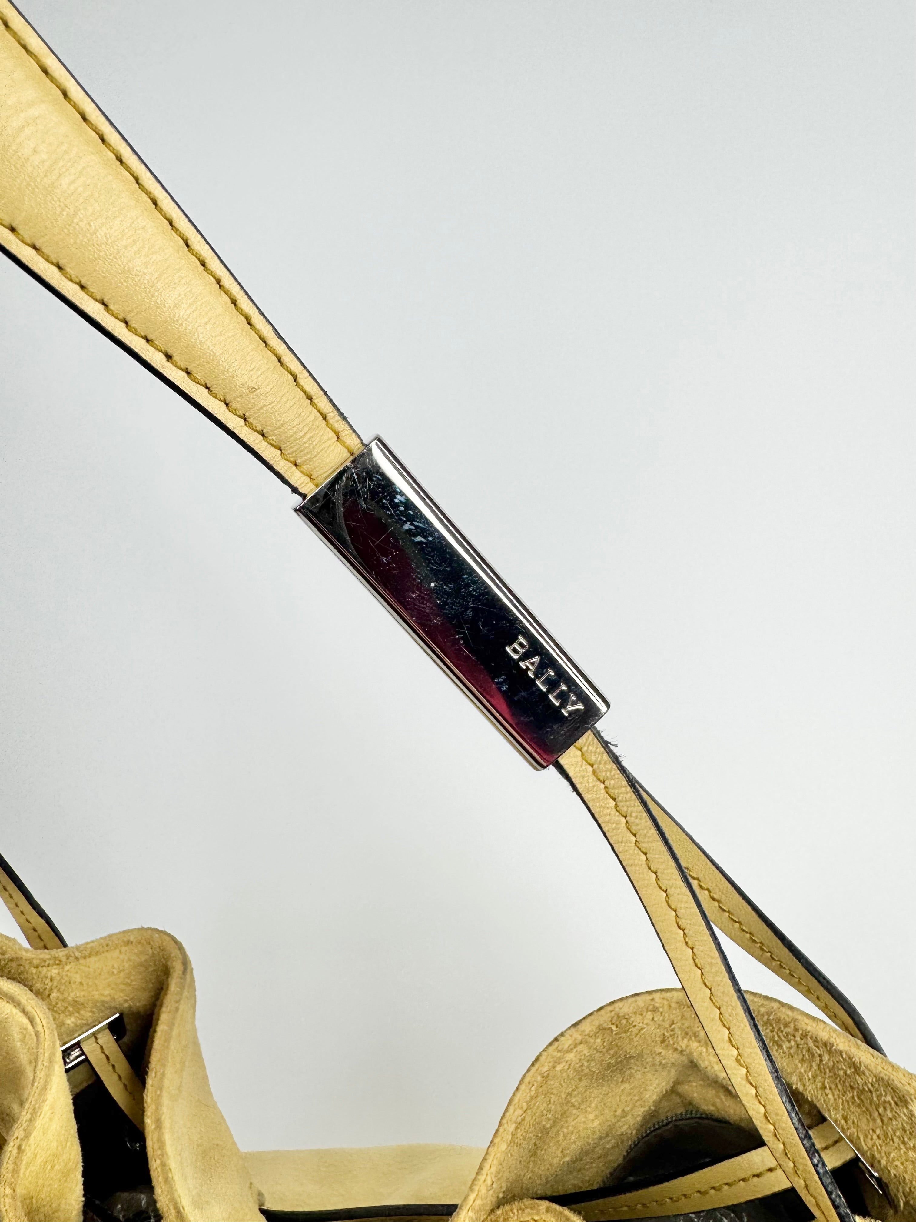 Vintage Bally 'Cladria' Butter Yellow Suede Shoulder Bag