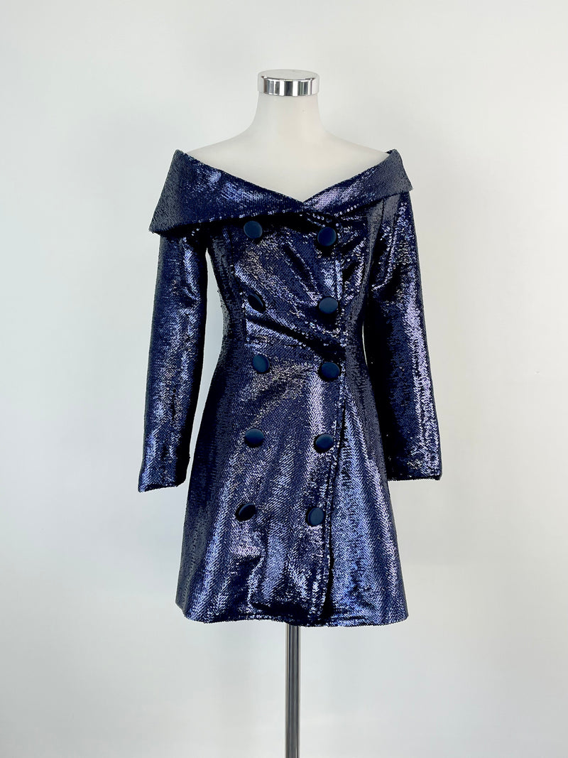 Misha Collection Violet Sequined Coat - AU8