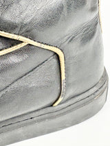 Versace Collection Black Leather & Gold Trim High-Top Sneakers - EU45