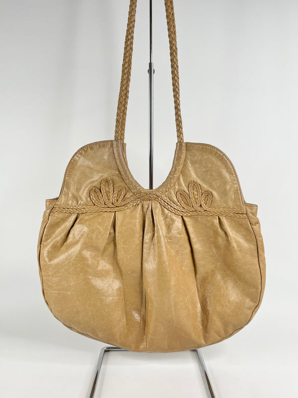 Elise Caarels Tan Leather Braided Shoulder Bag