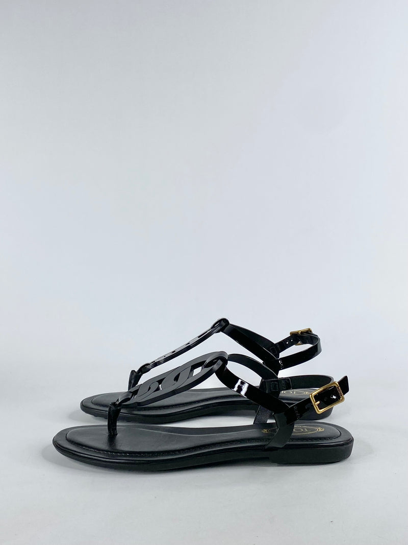 Tod's Black Patent Leather Sandals NWT - EU36