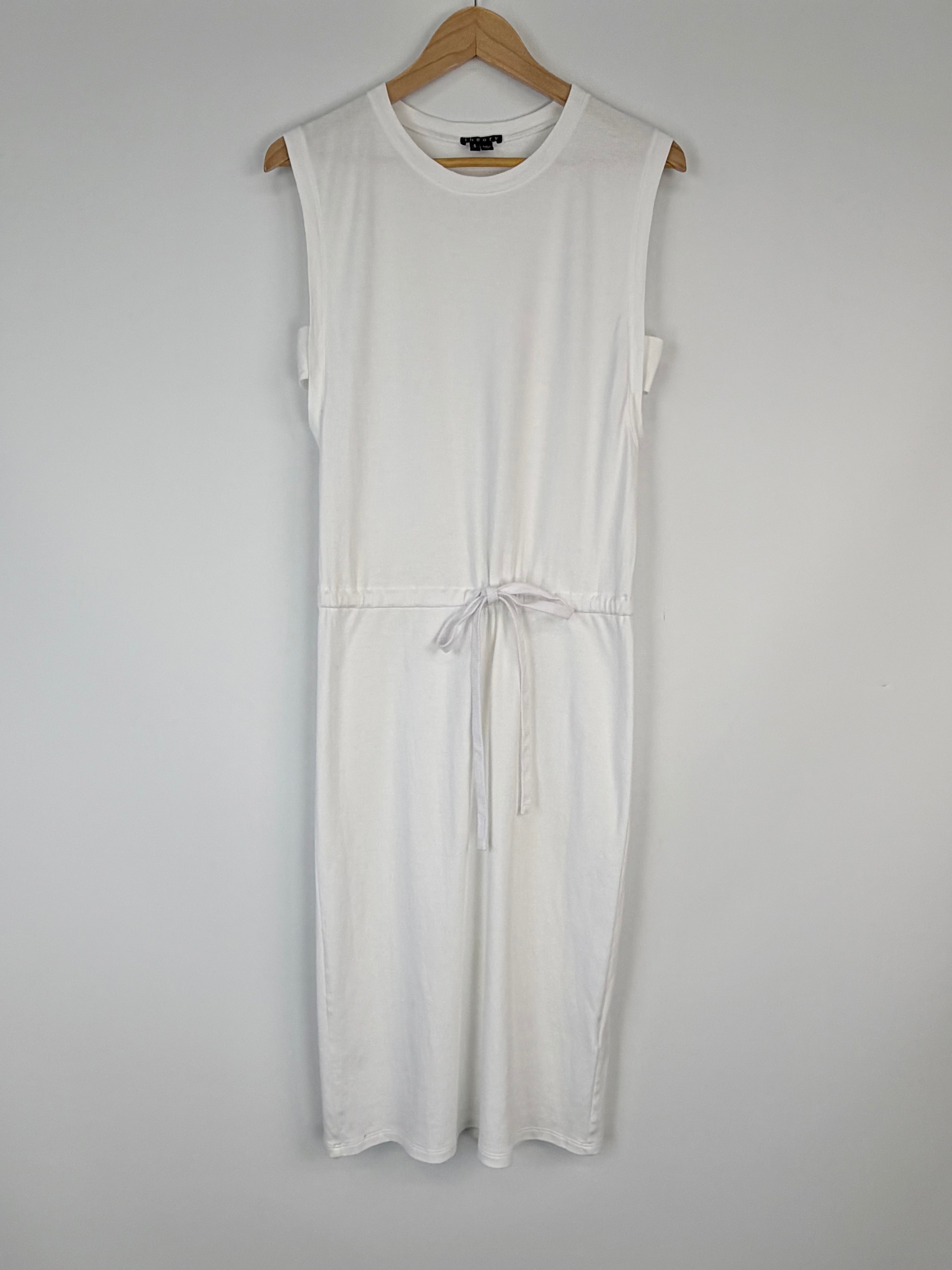 Theory White Cotton Jersey Sleeveless Dress - AU8/10