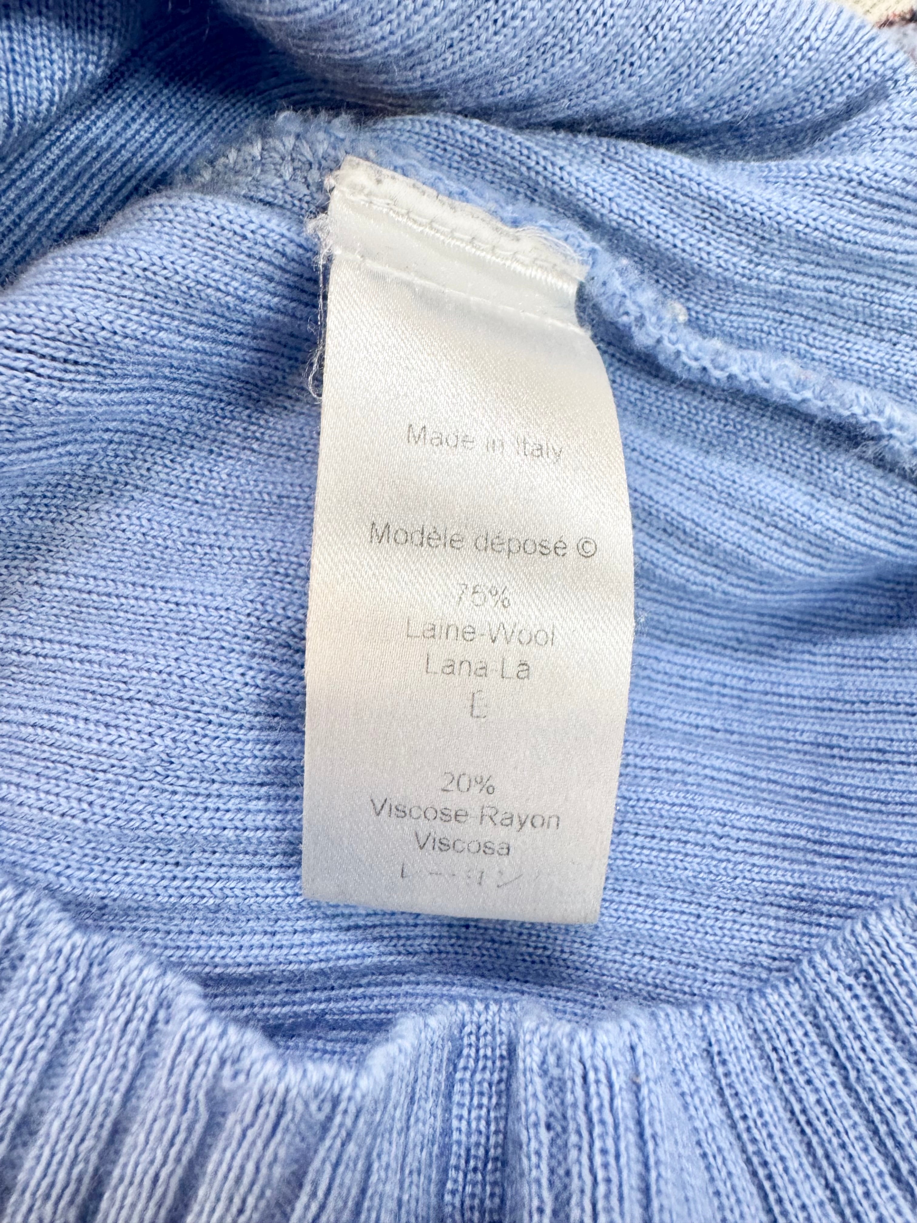 Kenzo Pale Blue Plaid Patterned Knit Cardigan - AU8