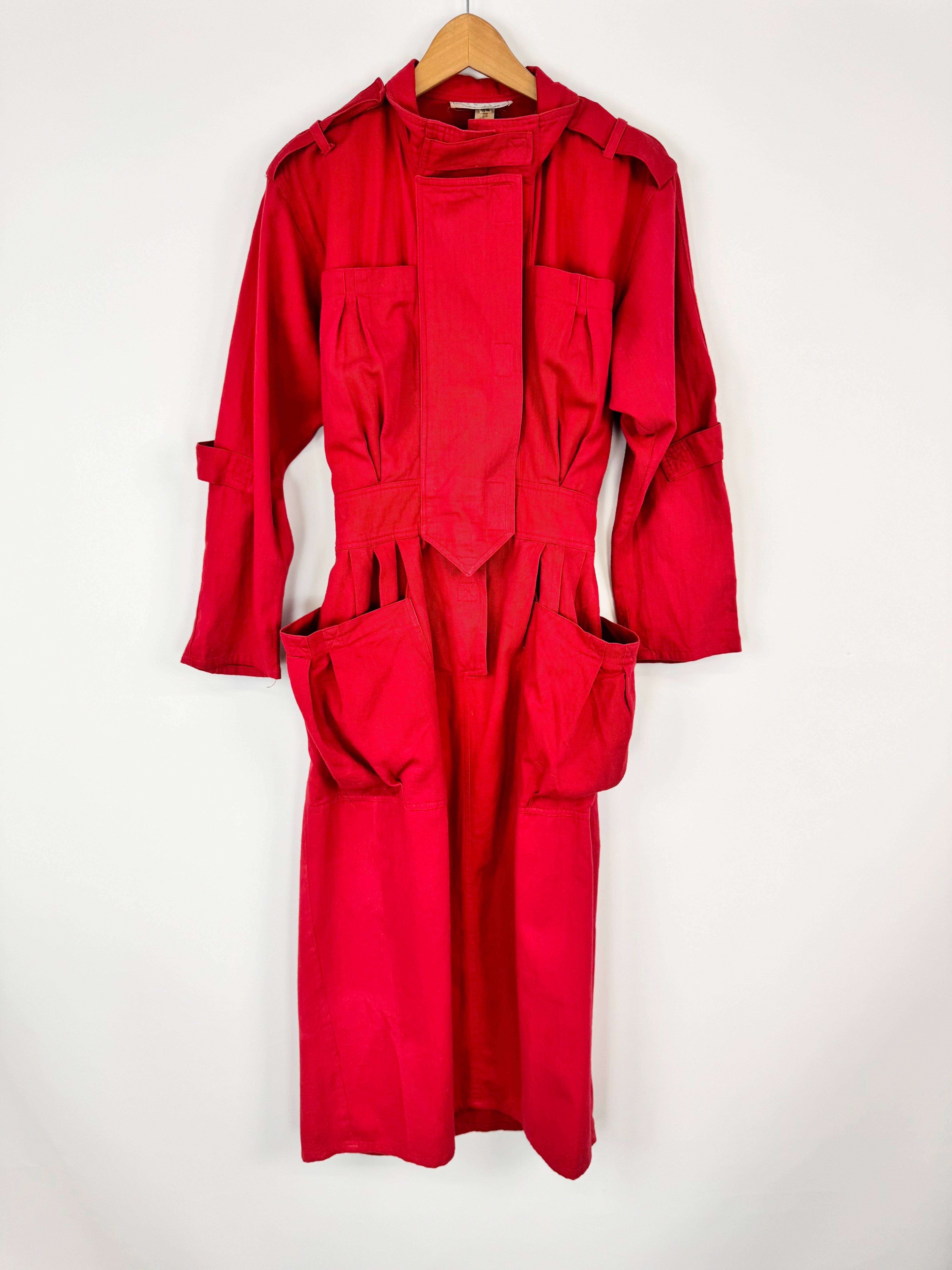 Vintage Anthea Crawford Crimson Utility Dress - AU10/12