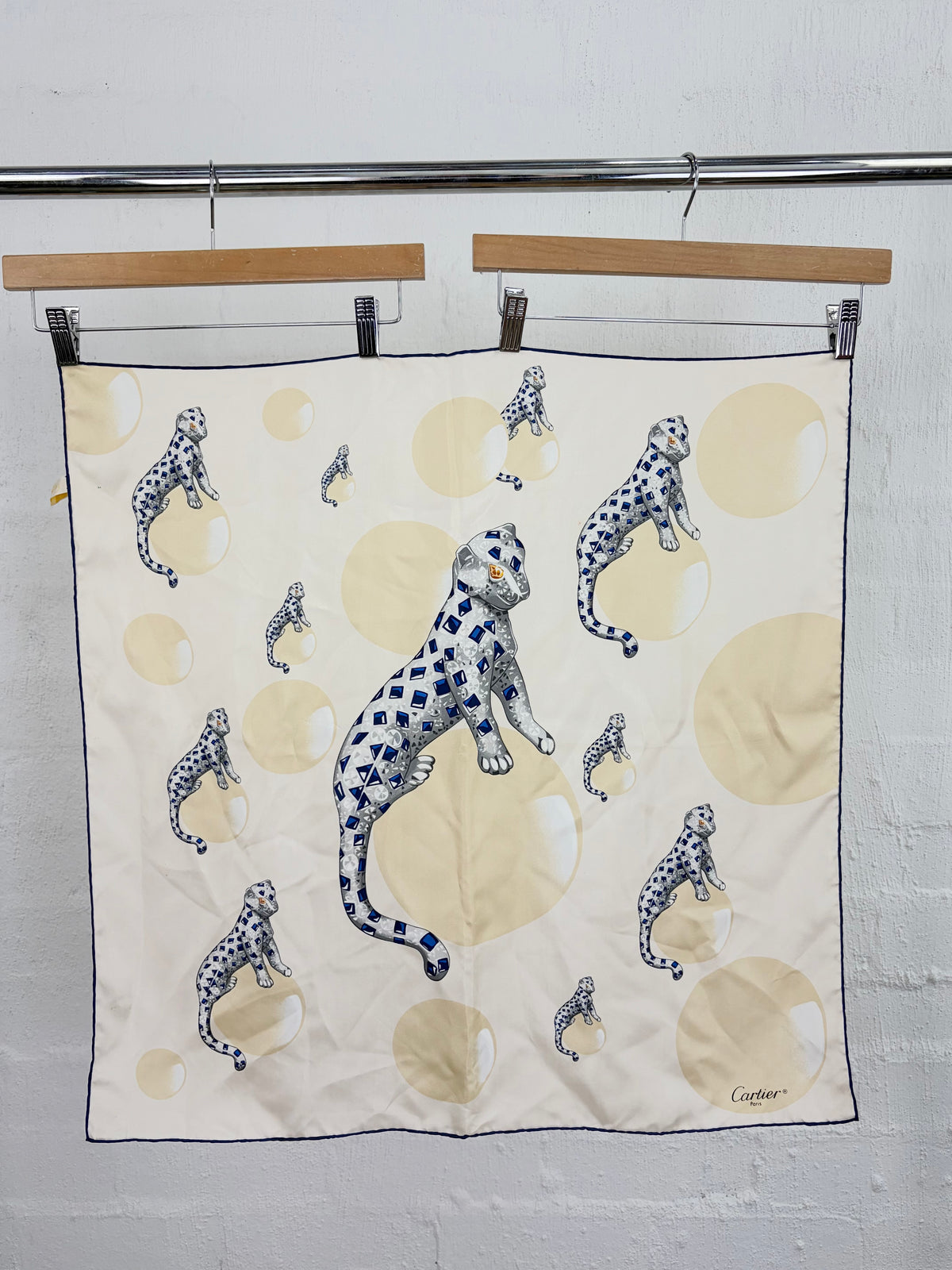 Cartier Panthere Saphir Hand-Rolled Silk Square Scarf