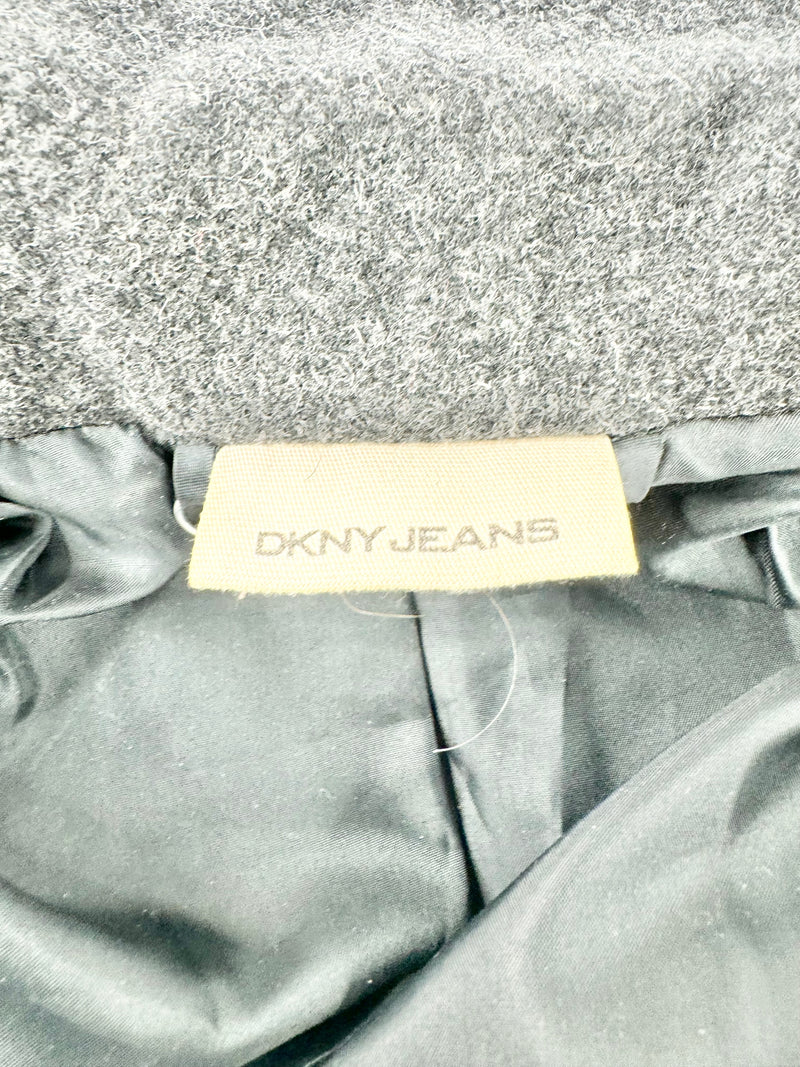 DKNY Jeans Charcoal Grey Wool Puff Sleeve Coat - AU10